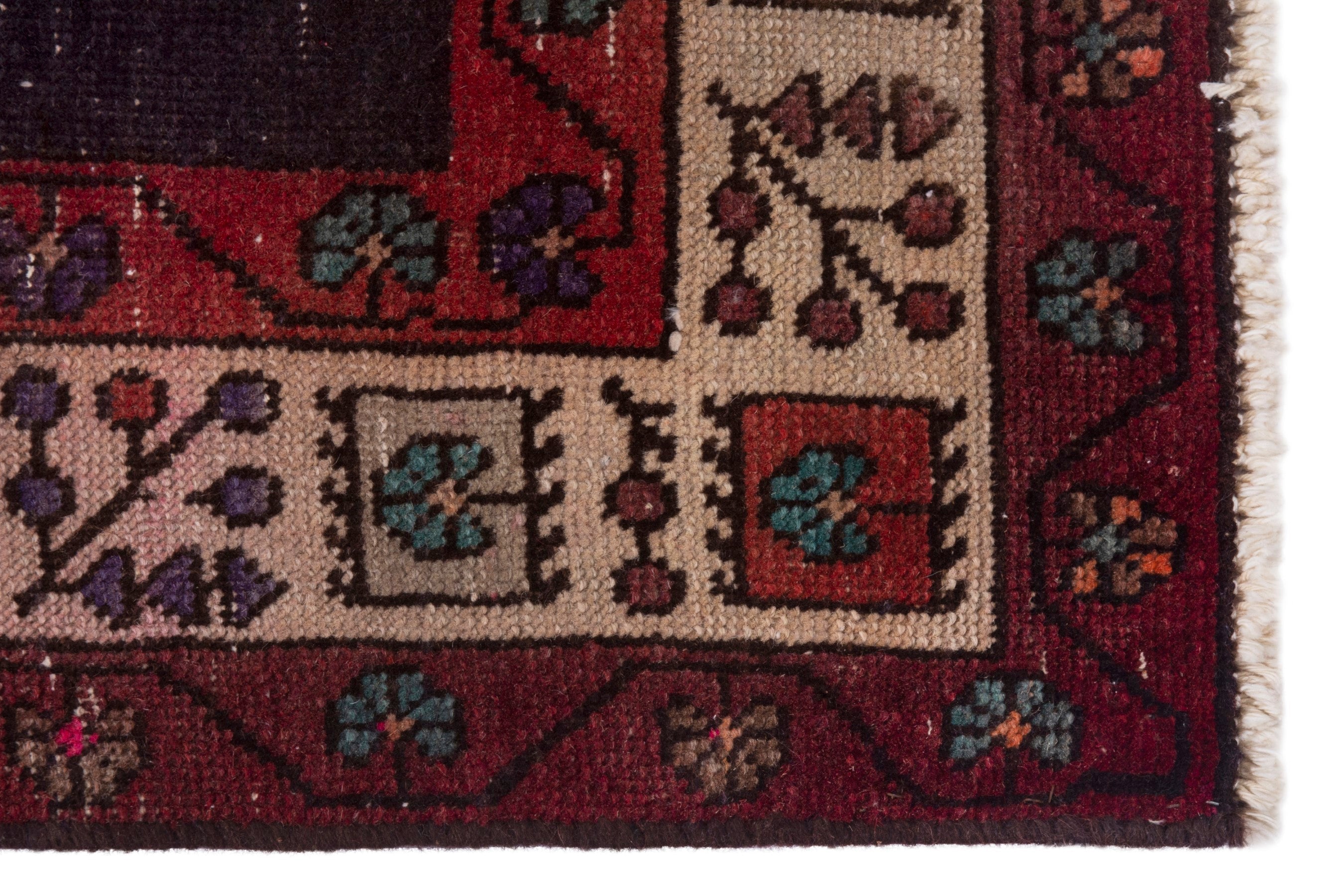 Persian Ardabil runner rug in dark blue and deep red, view 9 of 20