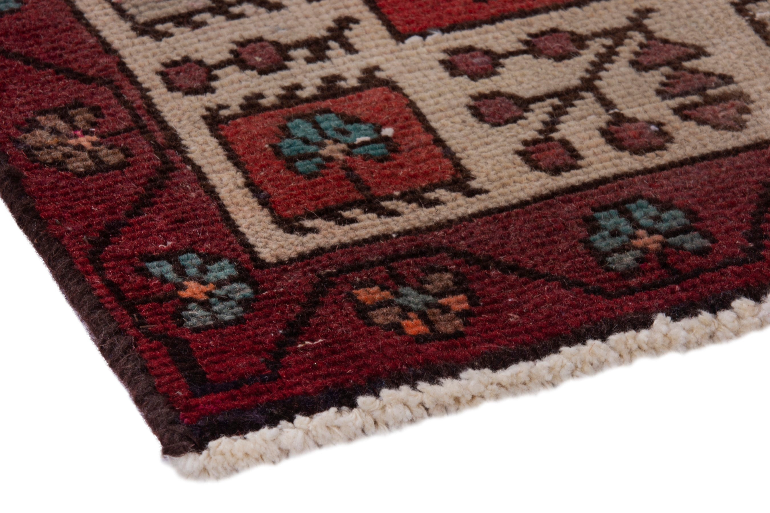 Persian Ardabil runner rug in dark blue and deep red, view 4 of 20