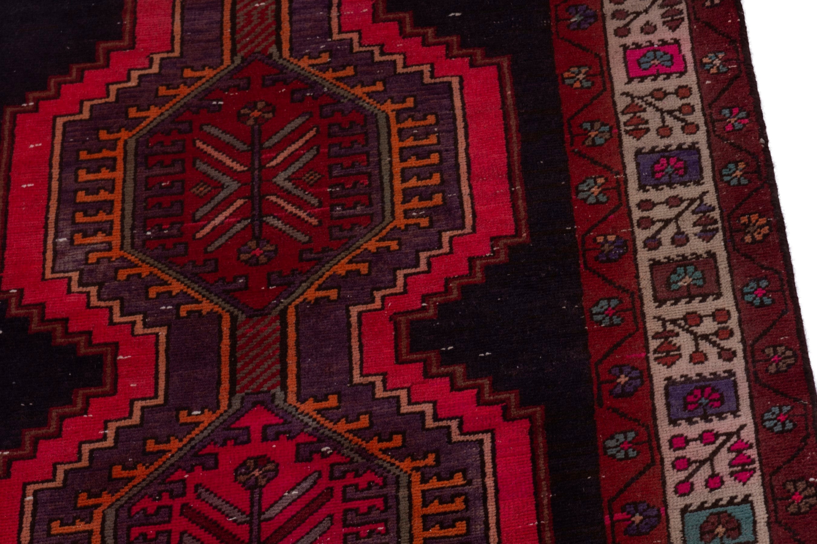 Persian Ardabil runner rug in dark blue and deep red, view 7 of 20