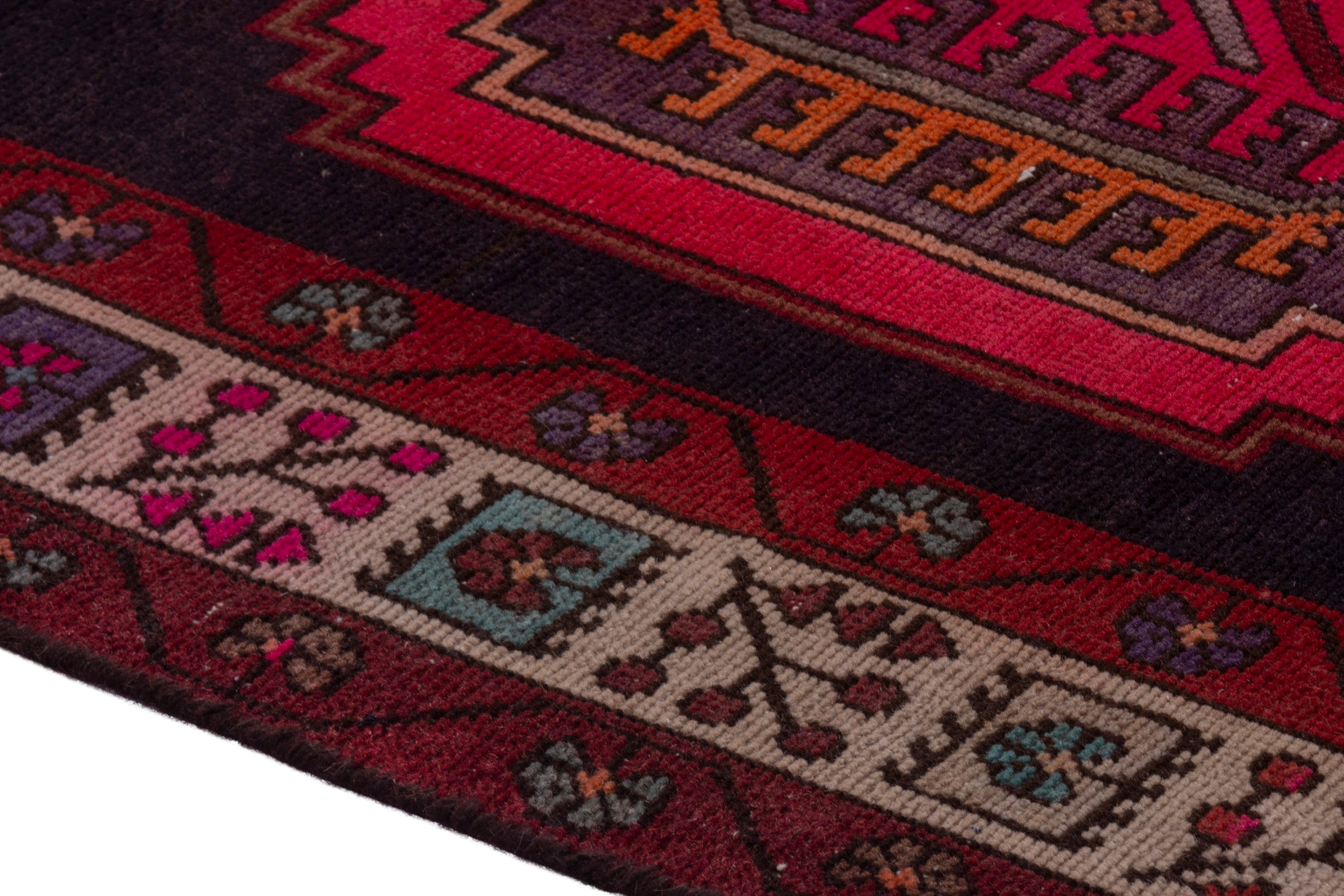 Persian Ardabil runner rug in dark blue and deep red, view 5 of 20