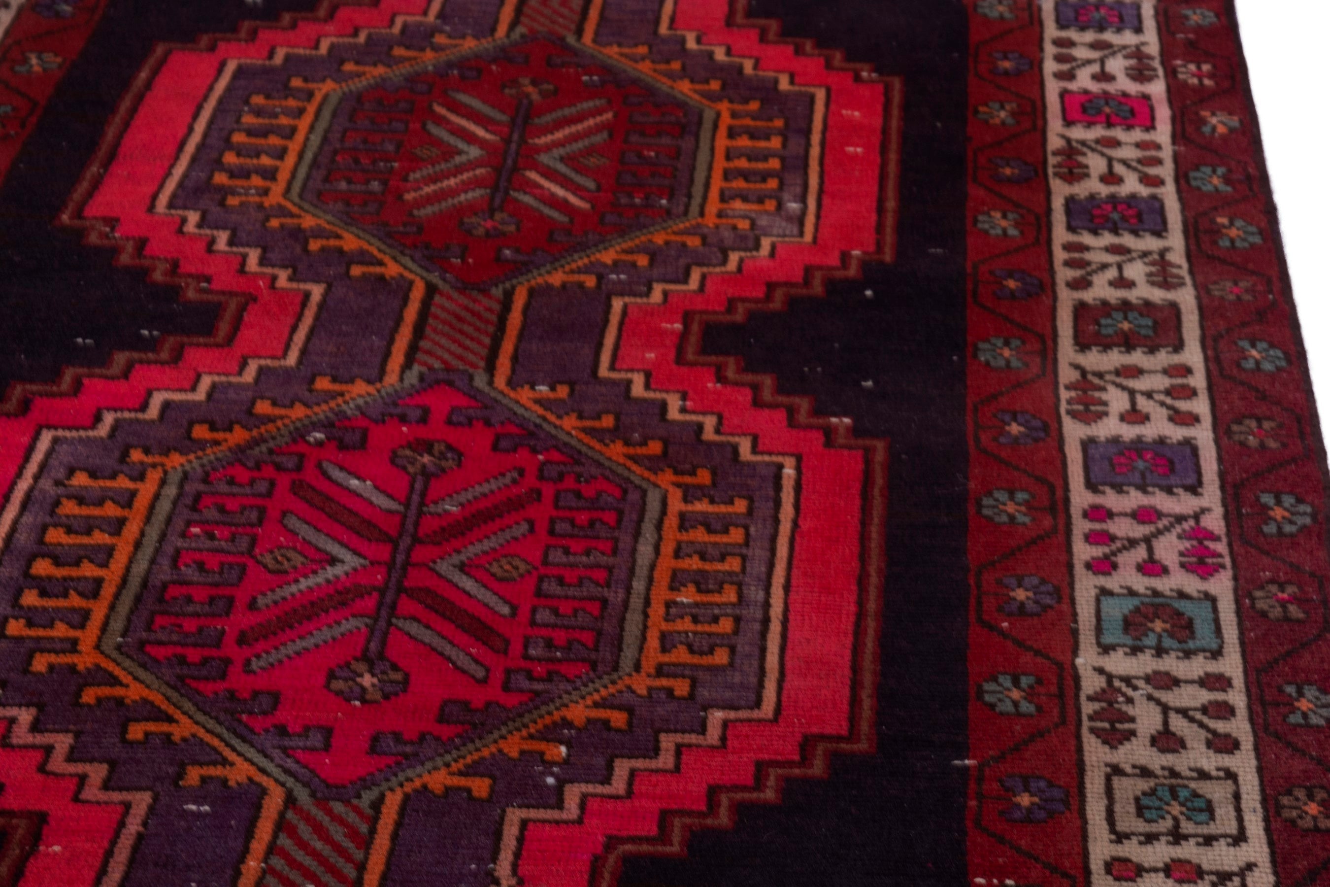 Persian Ardabil runner rug in dark blue and deep red, view 8 of 20