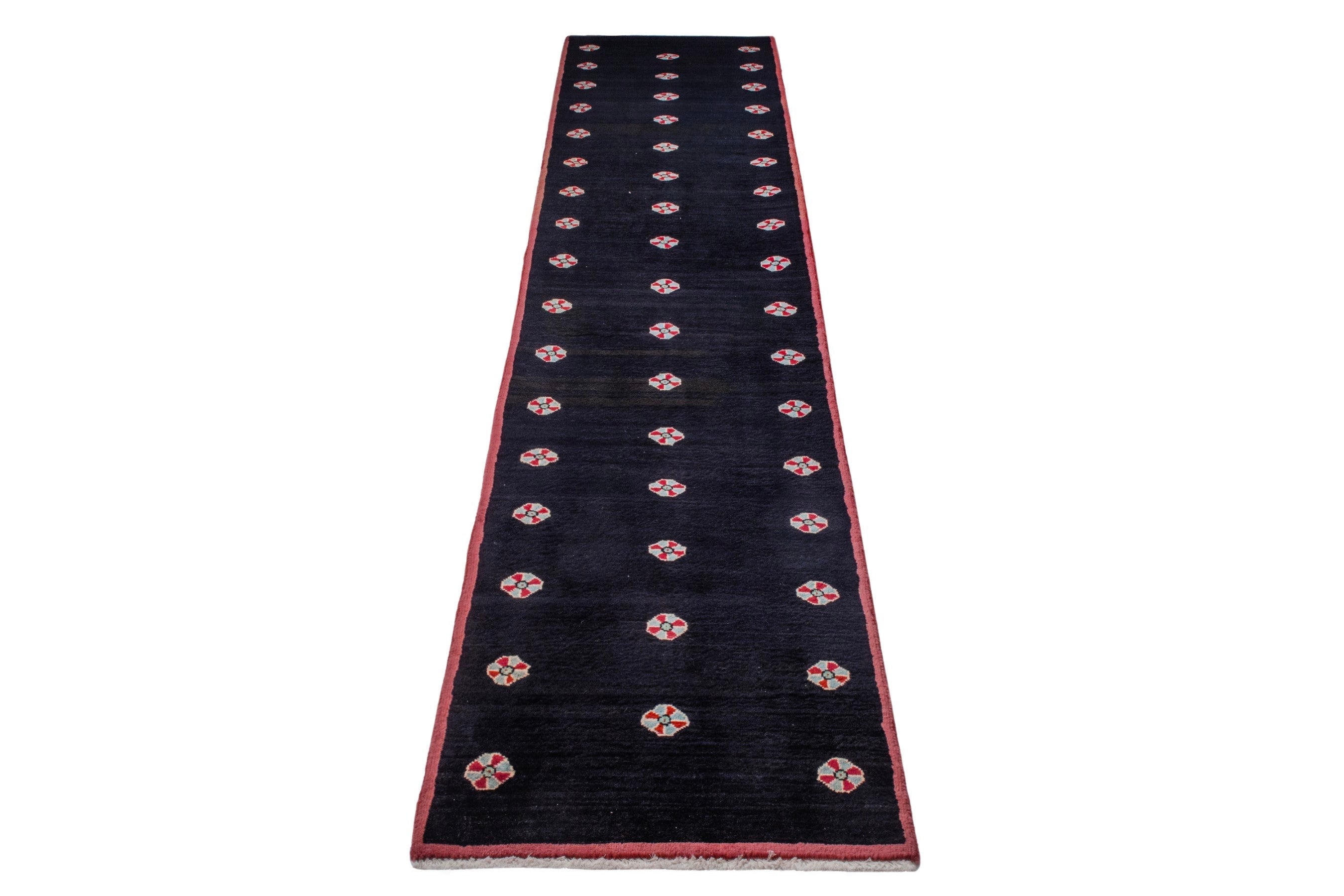 Persian Gabbeh runner rug in black, view 2 of 15