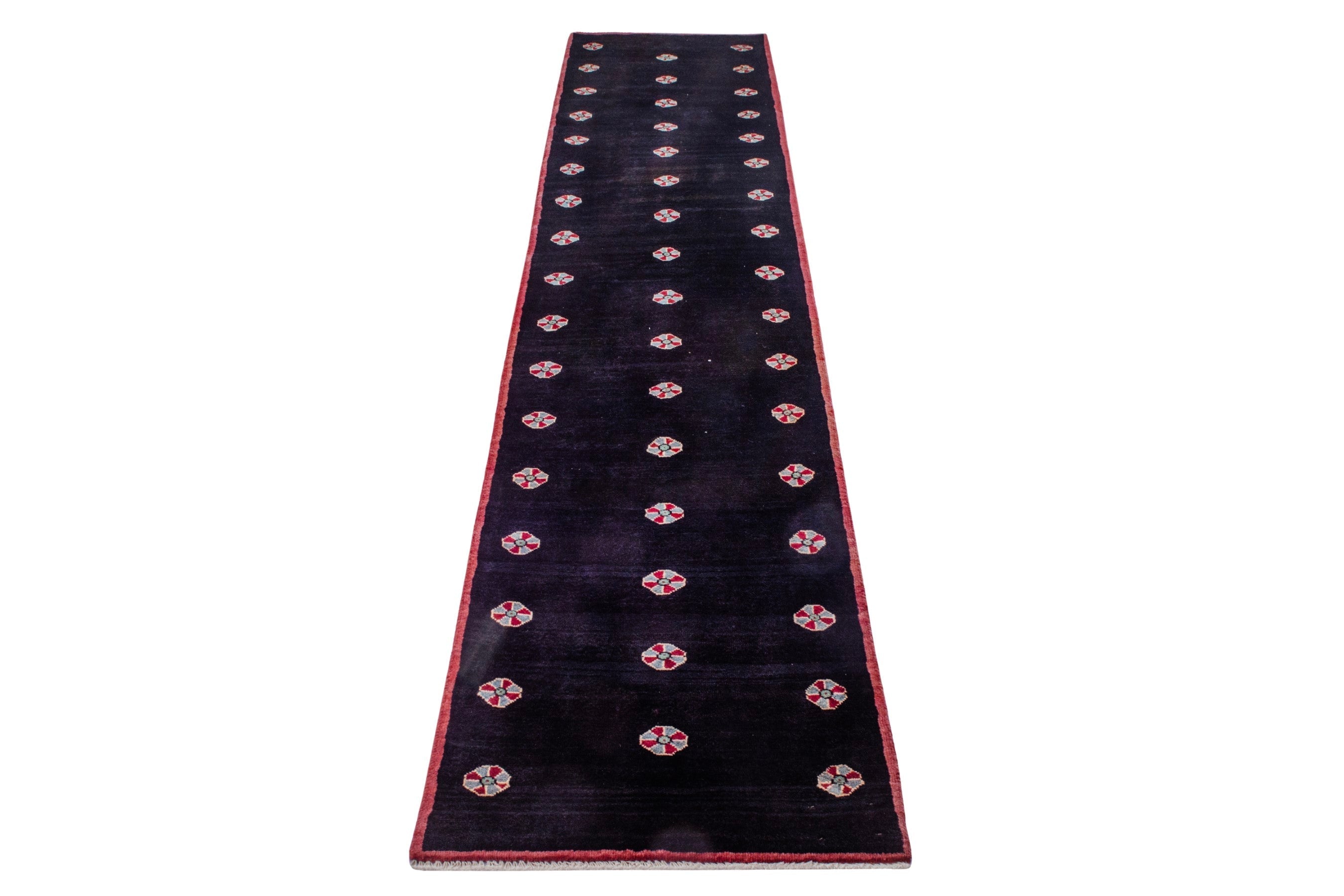 Persian Gabbeh runner rug in black, view 3 of 15