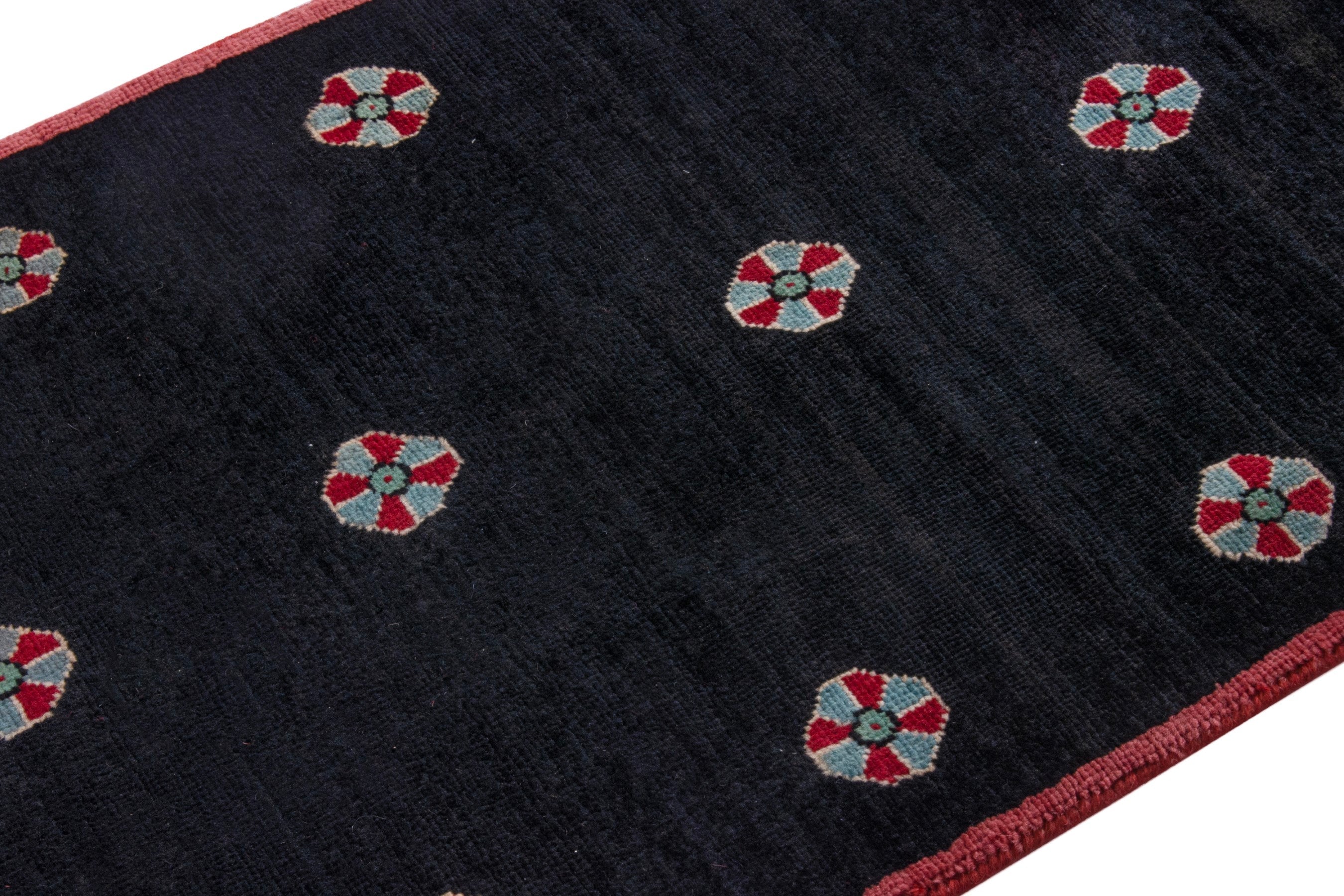 Persian Gabbeh runner rug in black, view 5 of 15