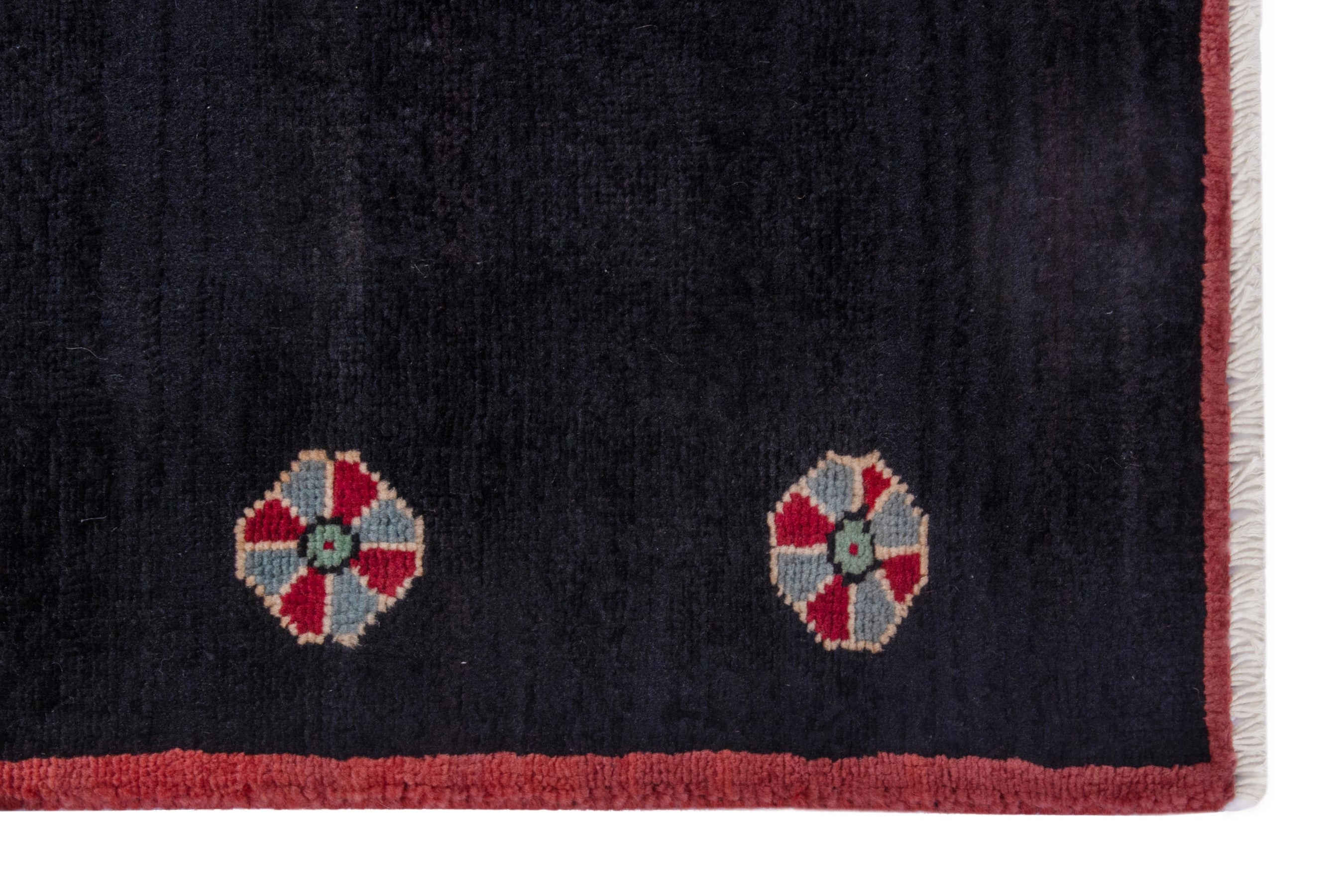 Persian Gabbeh runner rug in black, view 8 of 15