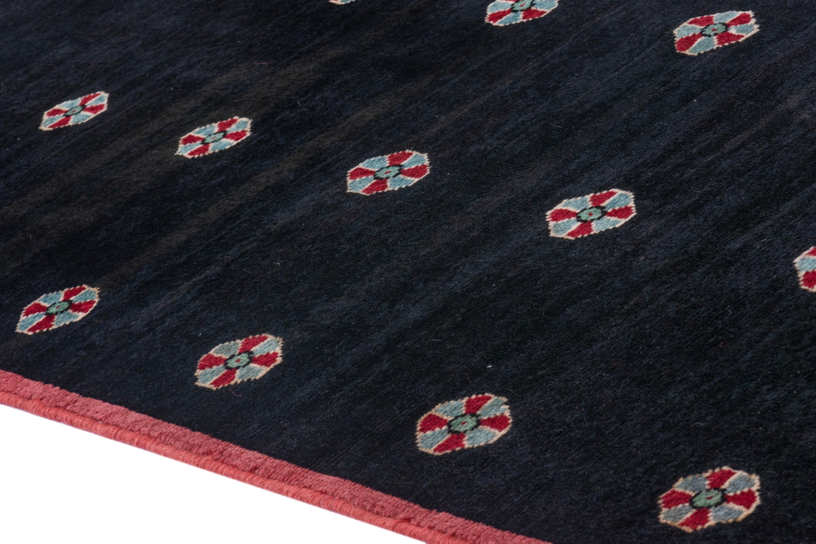 Persian Gabbeh runner rug in black, view 9 of 15