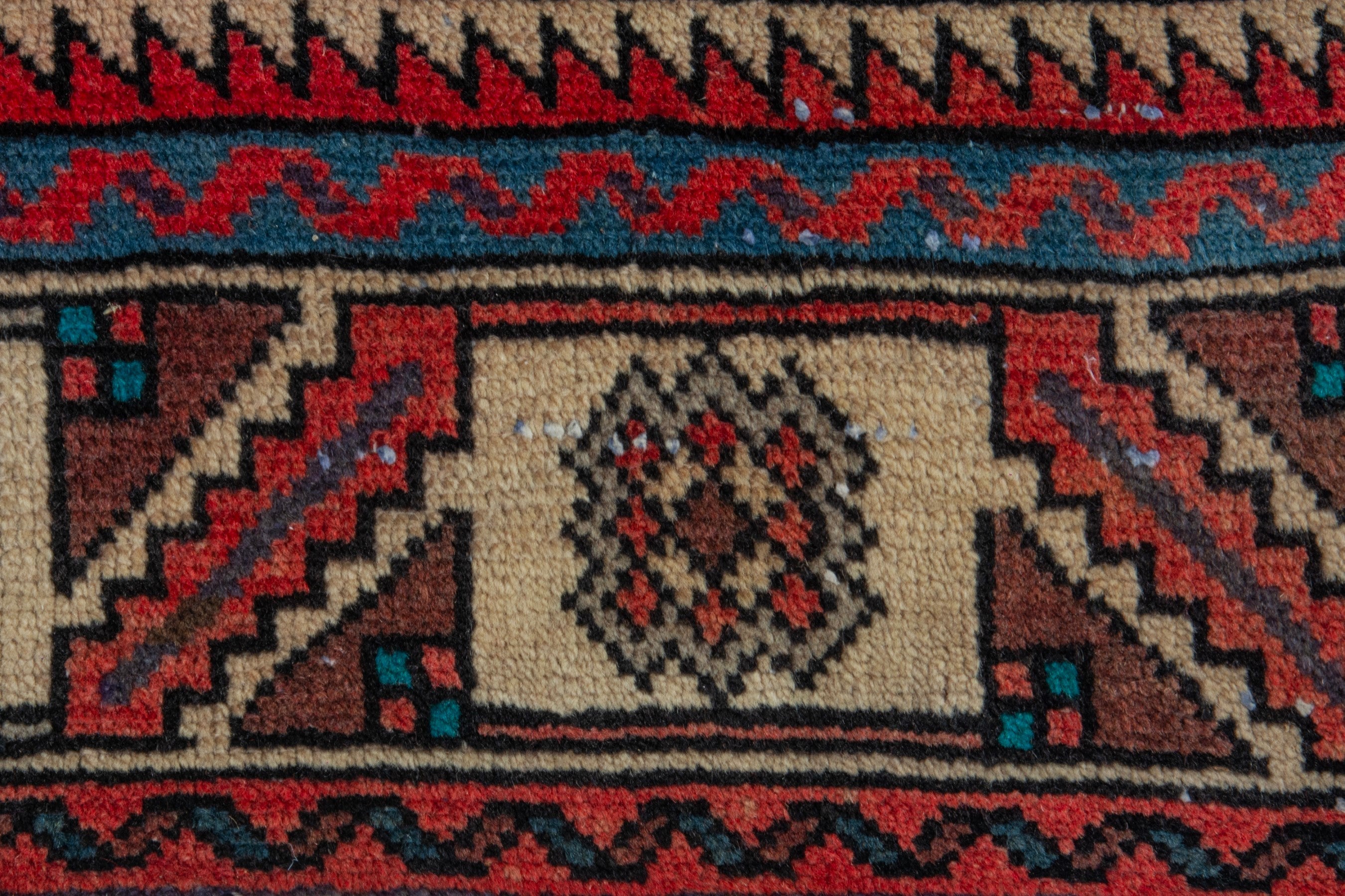 Persian Hamedan runner rug in burgundy and cream, view 10 of 20