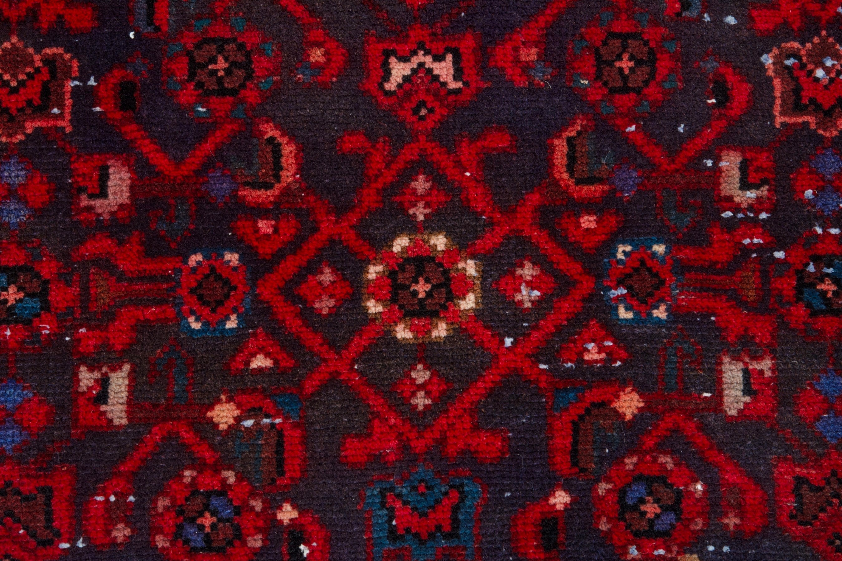 Persian Hamedan runner rug in burgundy and cream, view 14 of 20