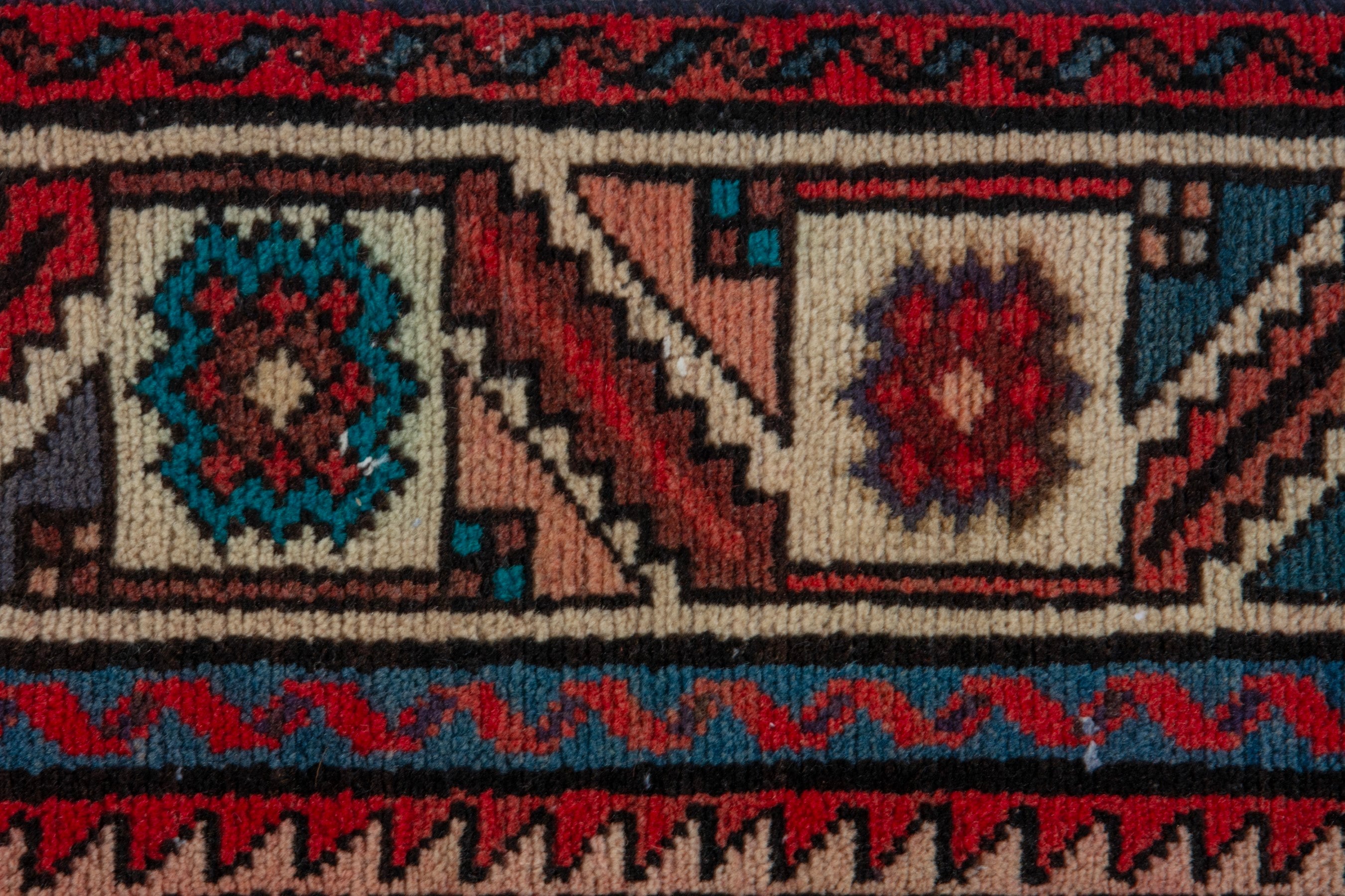 Persian Hamedan runner rug in burgundy and cream, view 11 of 20
