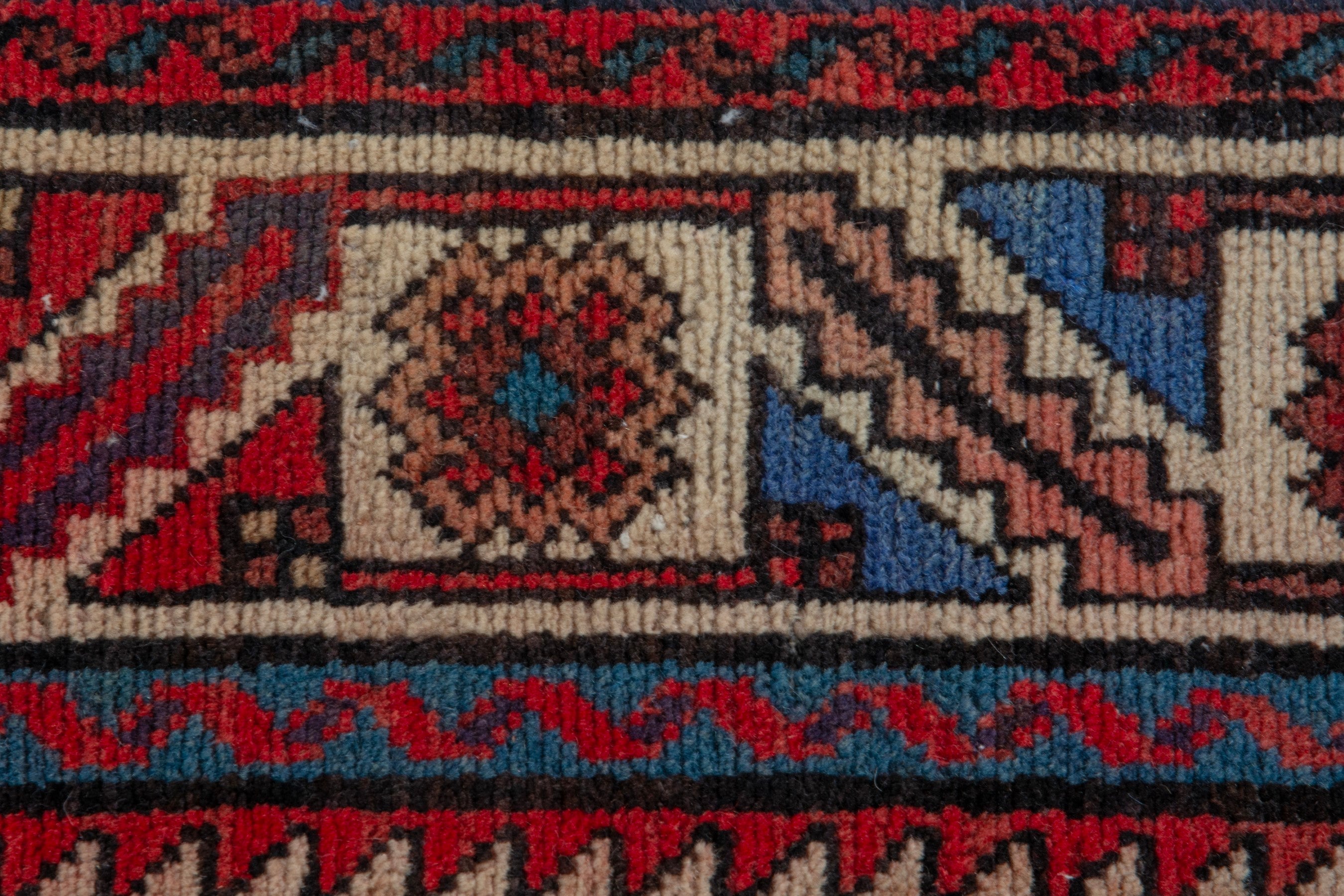 Persian Hamedan runner rug in burgundy and cream, view 12 of 20