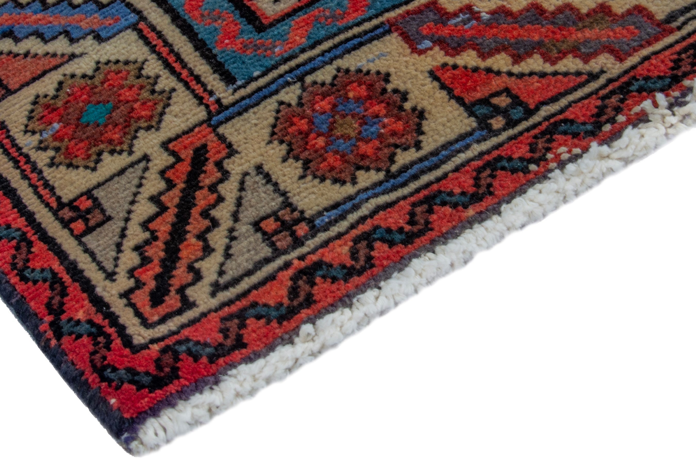 Persian Hamedan runner rug in burgundy and cream, view 4 of 20