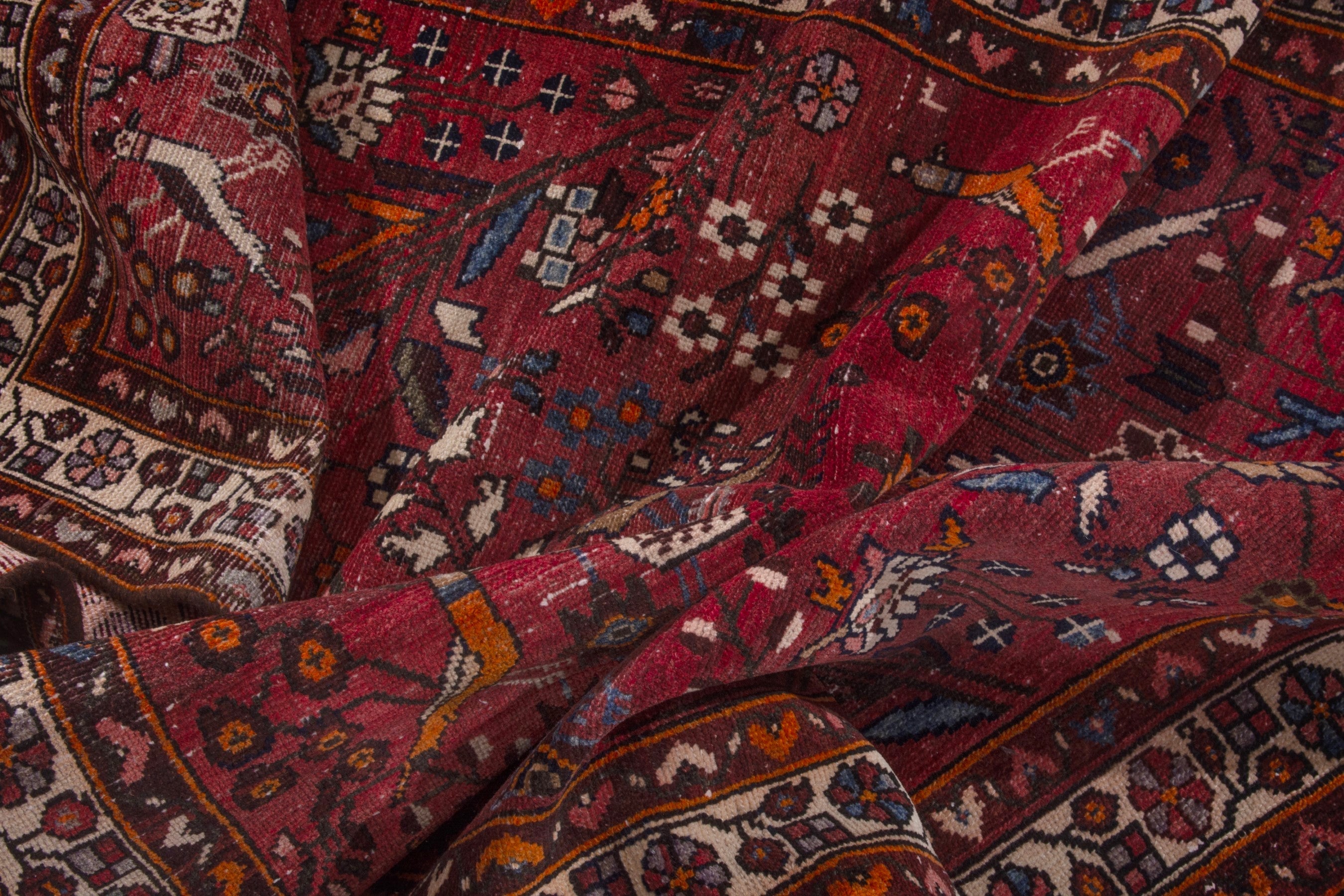 Persian Hamedan runner rug in deep red and off-white, view 18 of 20
