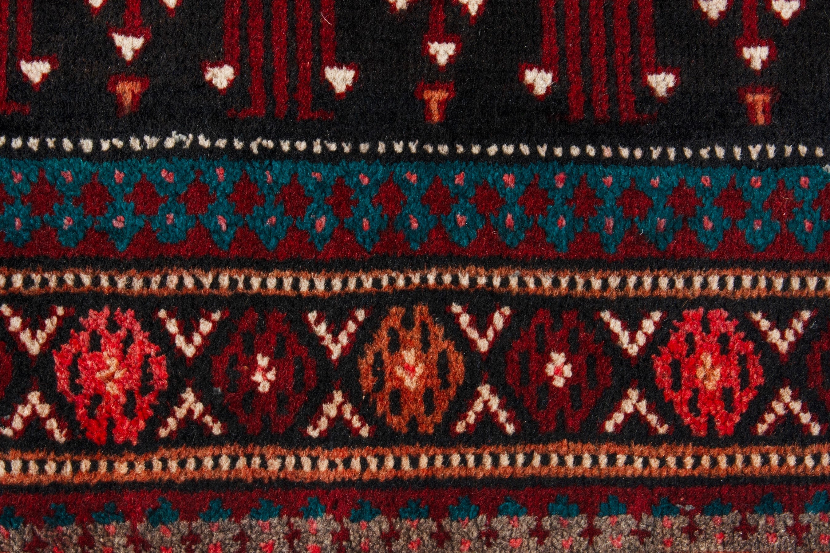 Persian Baluch runner rug in navy and burgundy, view 11 of 18