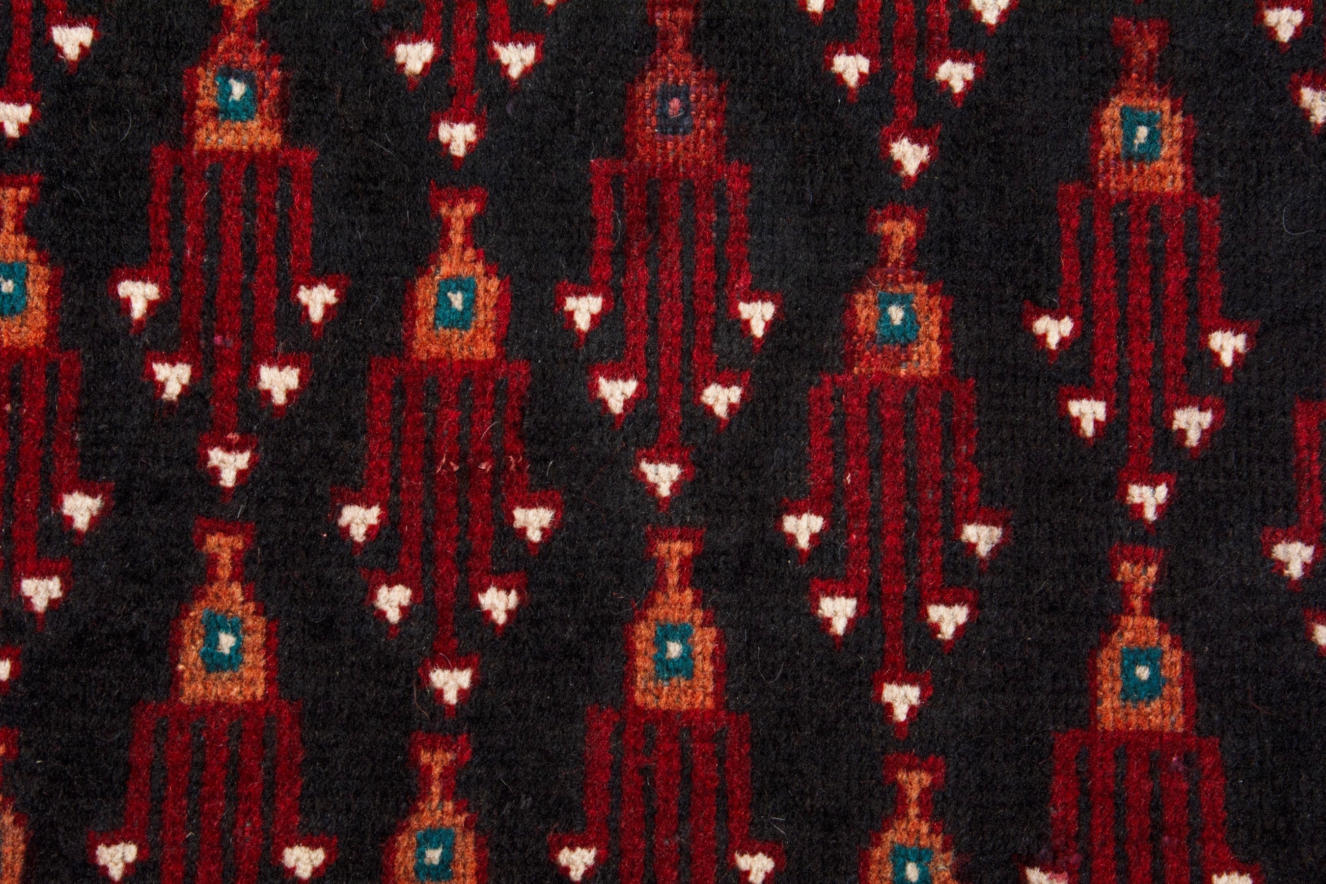 Persian Baluch runner rug in navy and burgundy, view 13 of 18