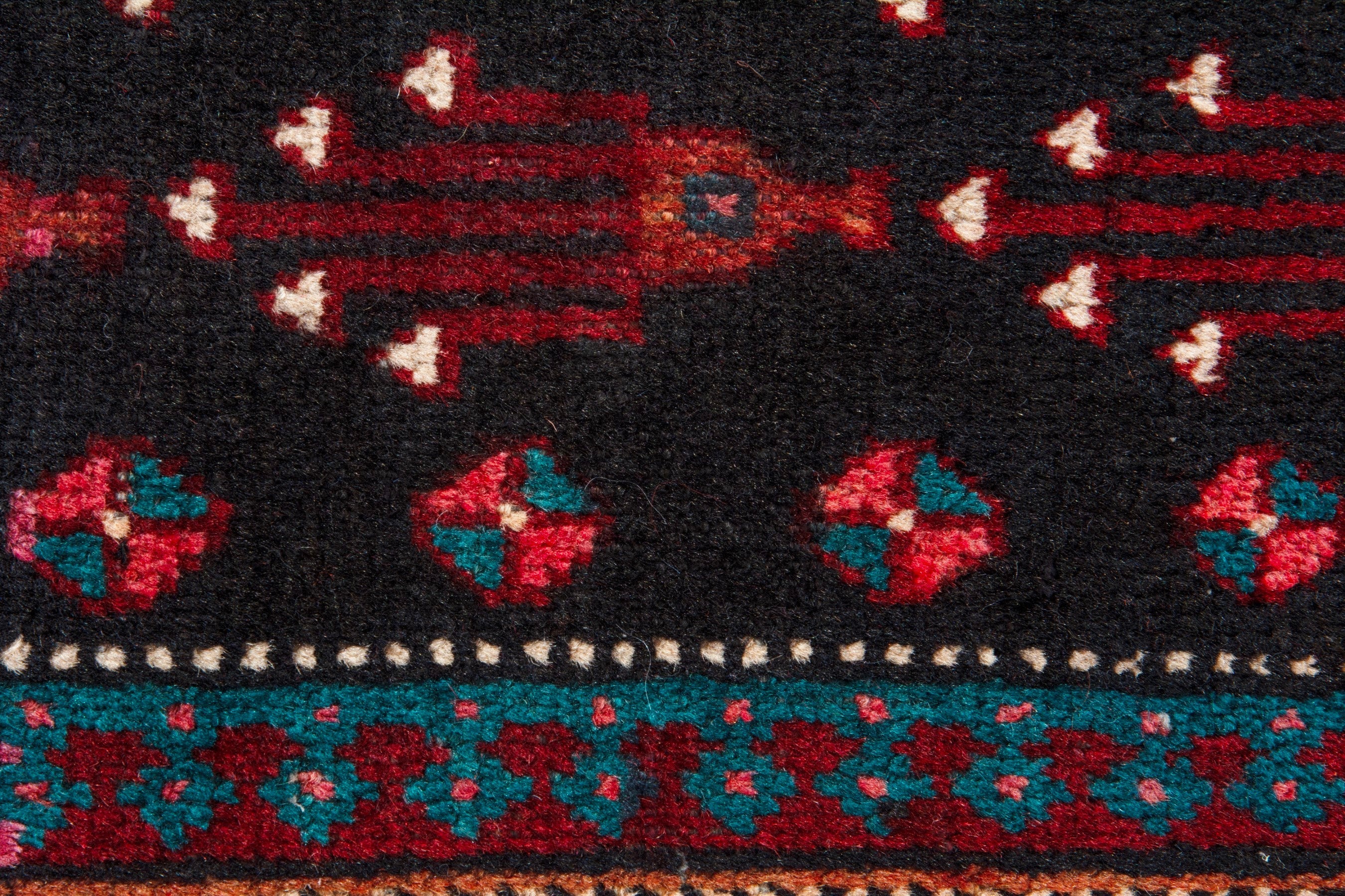 Persian Baluch runner rug in navy and burgundy, view 12 of 18