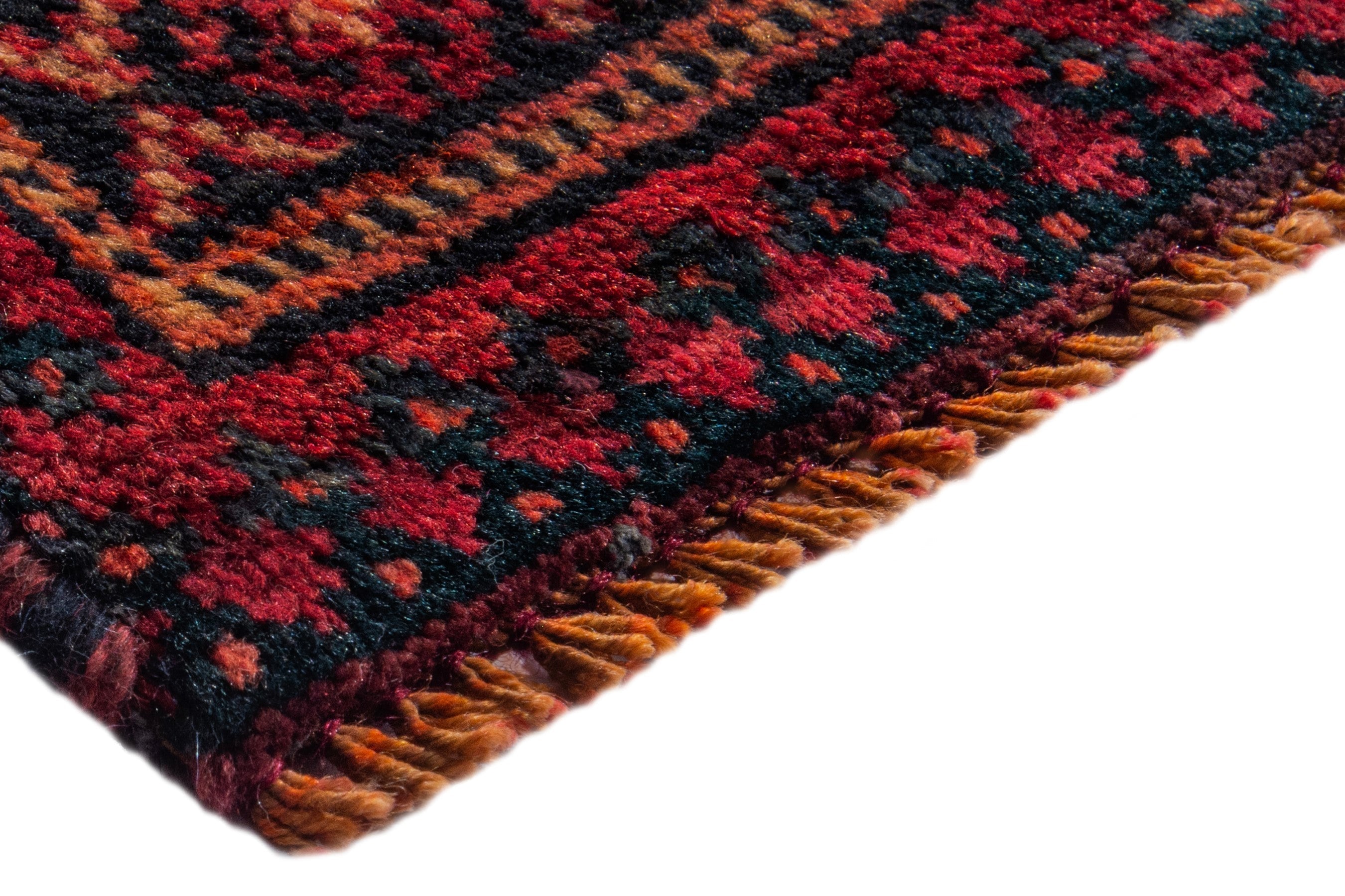 Persian Baluch runner rug in navy and burgundy, view 4 of 18