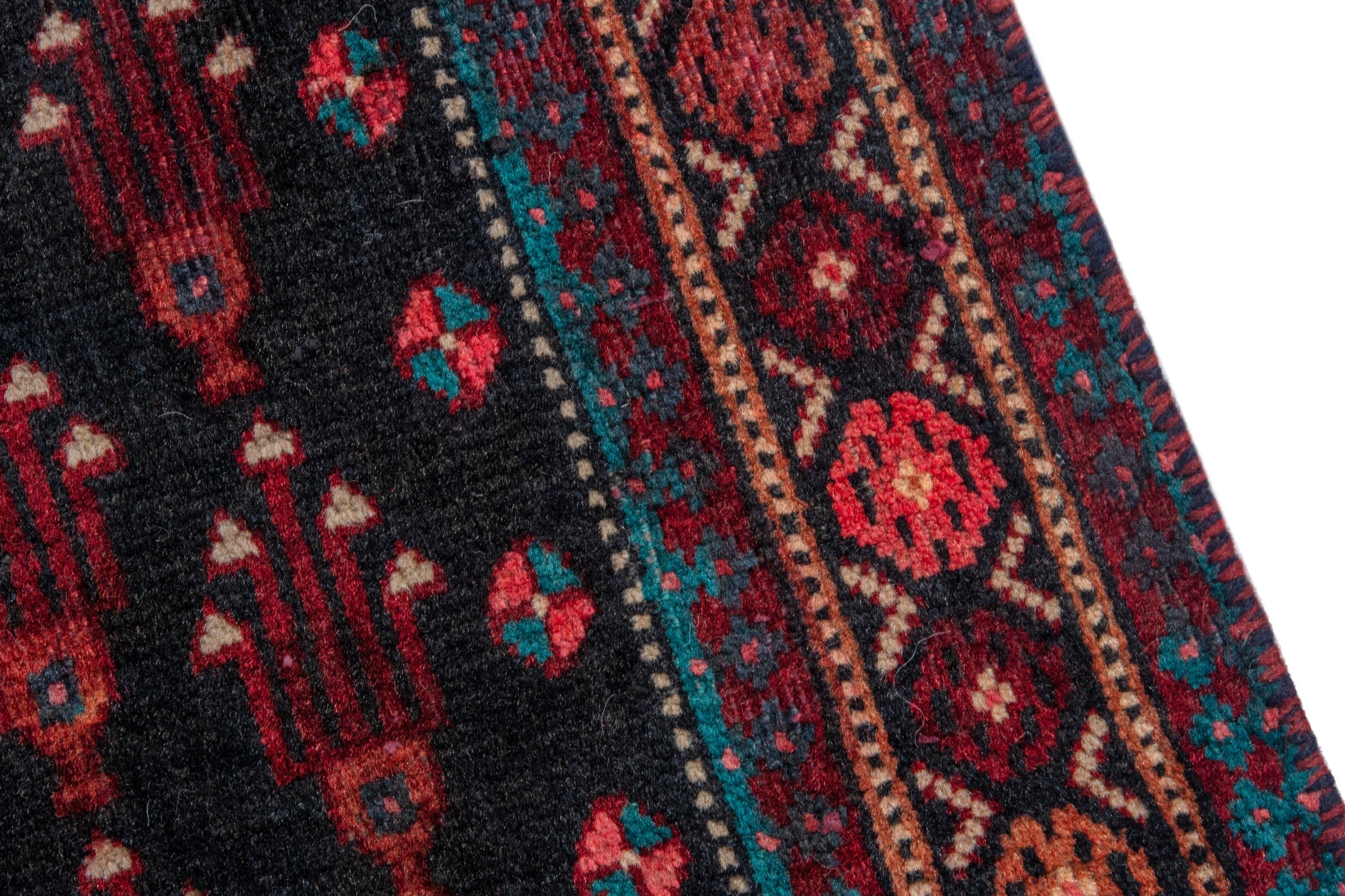 Persian Baluch runner rug in navy and burgundy, view 10 of 18