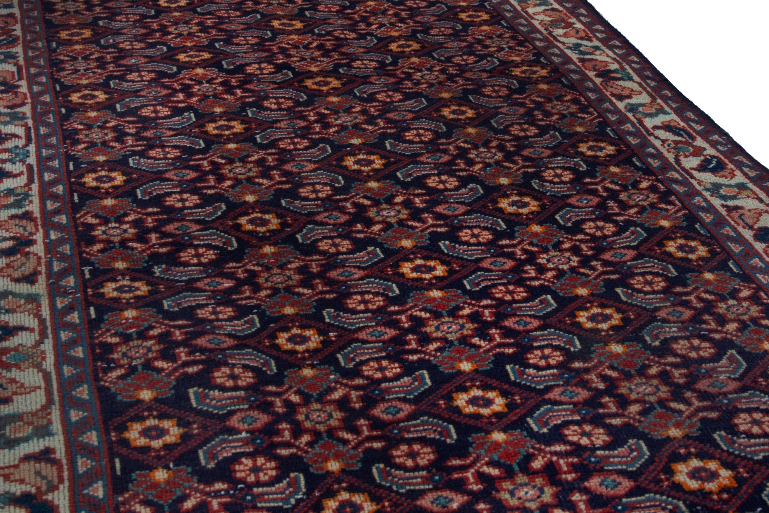 Persian Mahal runner rug in burgundy and copper, view 8 of 17