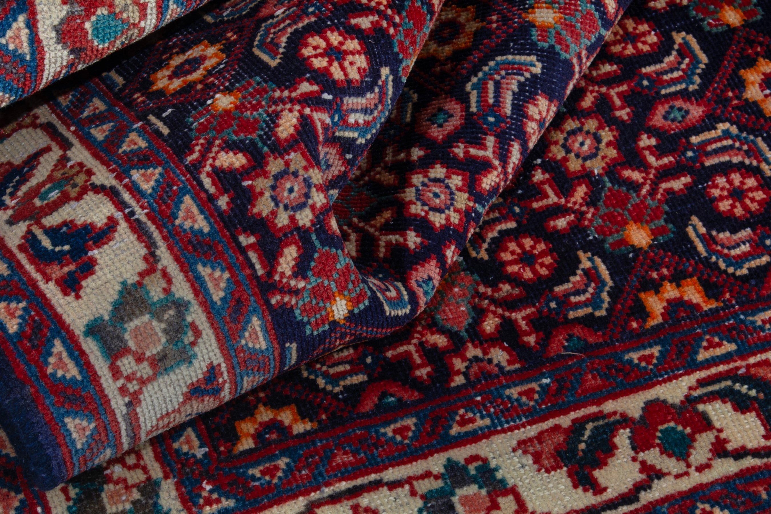 Persian Mahal runner rug in burgundy and copper, view 14 of 17
