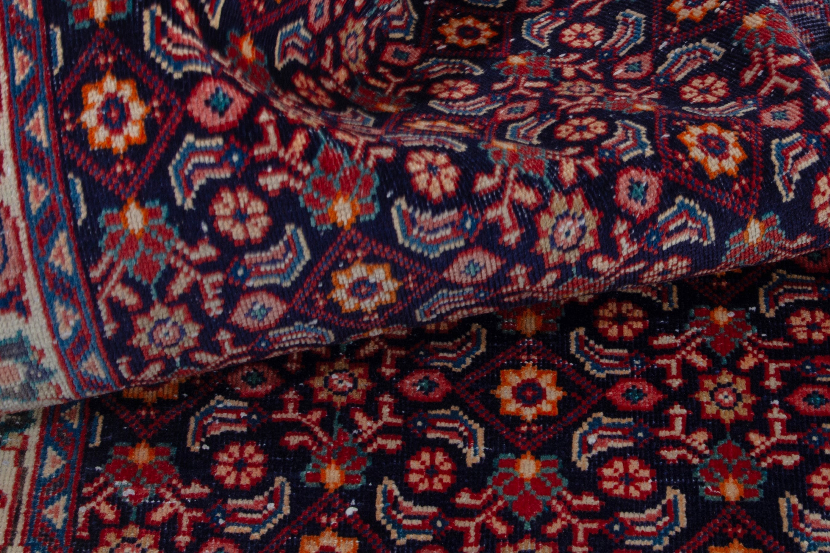 Persian Mahal runner rug in burgundy and copper, view 16 of 17