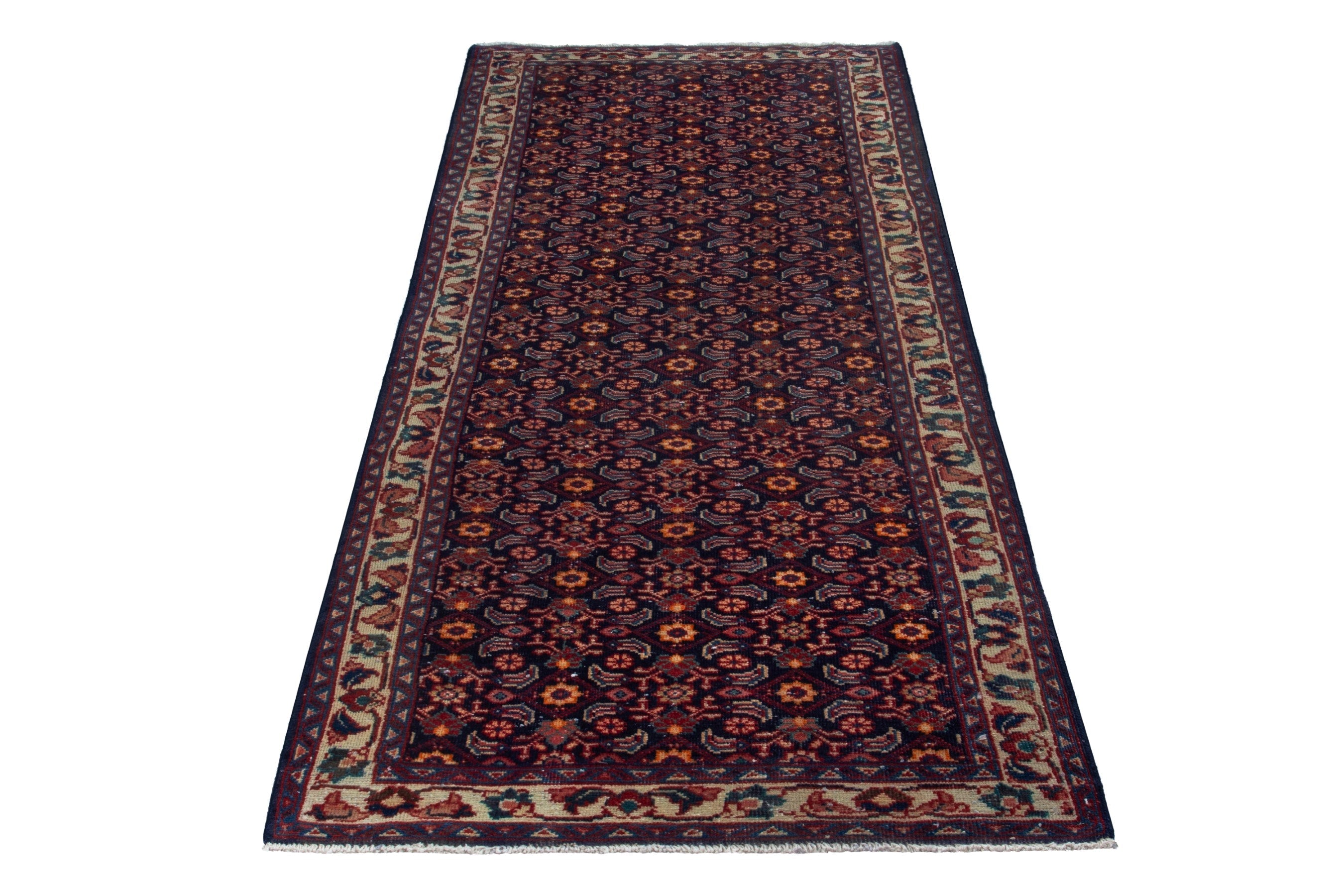 Persian Mahal runner rug in burgundy and copper, view 2 of 17