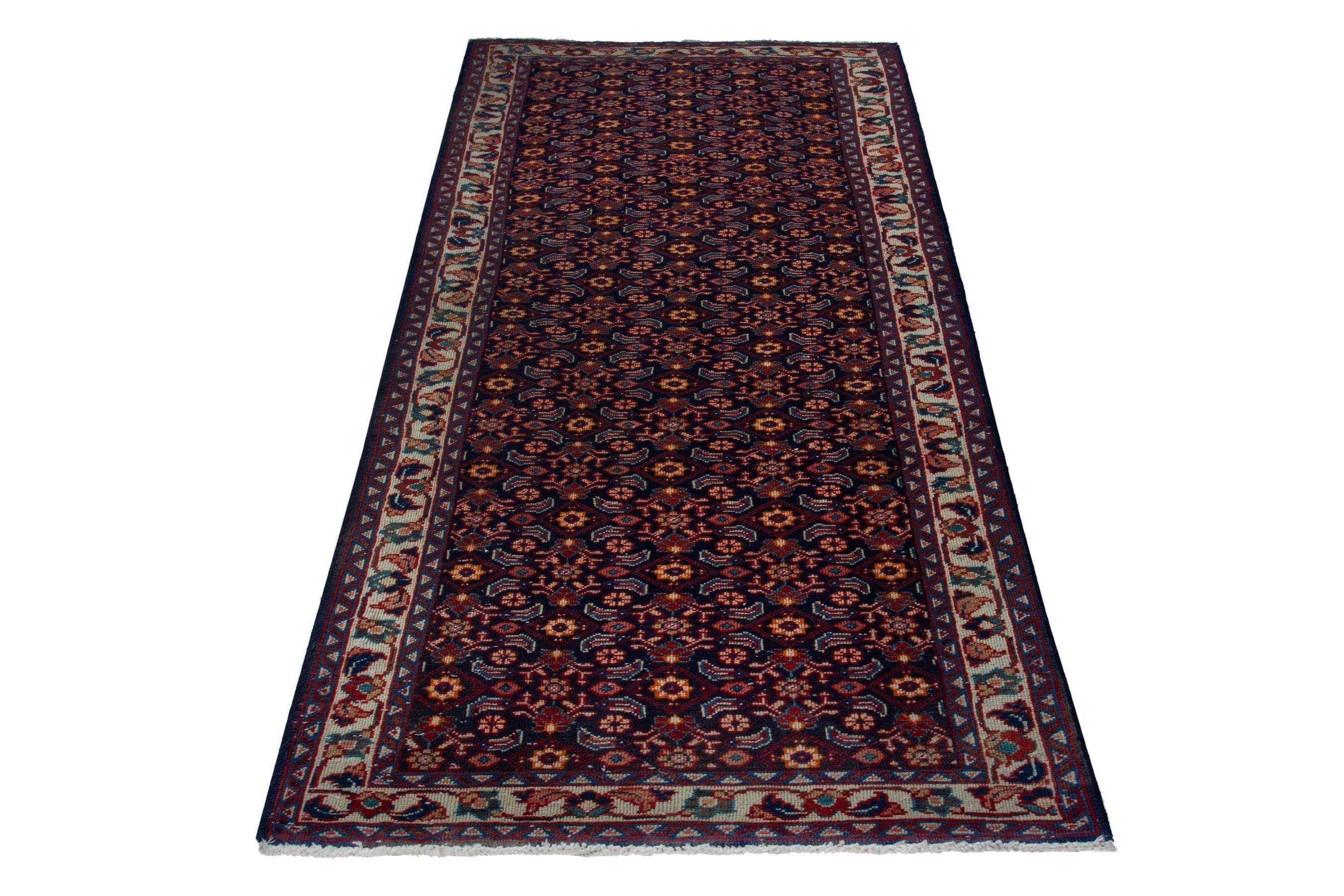 Persian Mahal runner rug in burgundy and copper, view 3 of 17