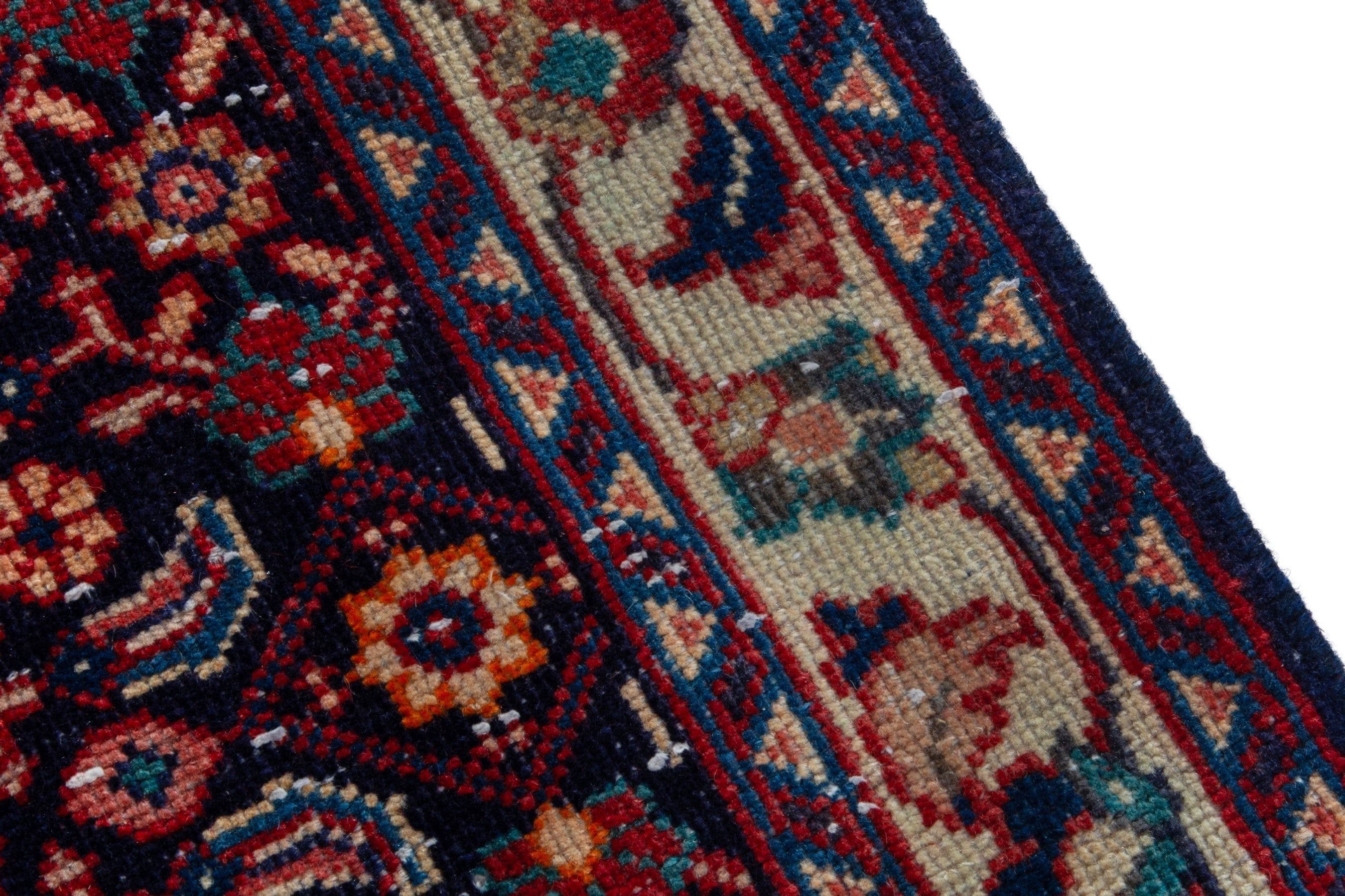 Persian Mahal runner rug in burgundy and copper, view 10 of 17