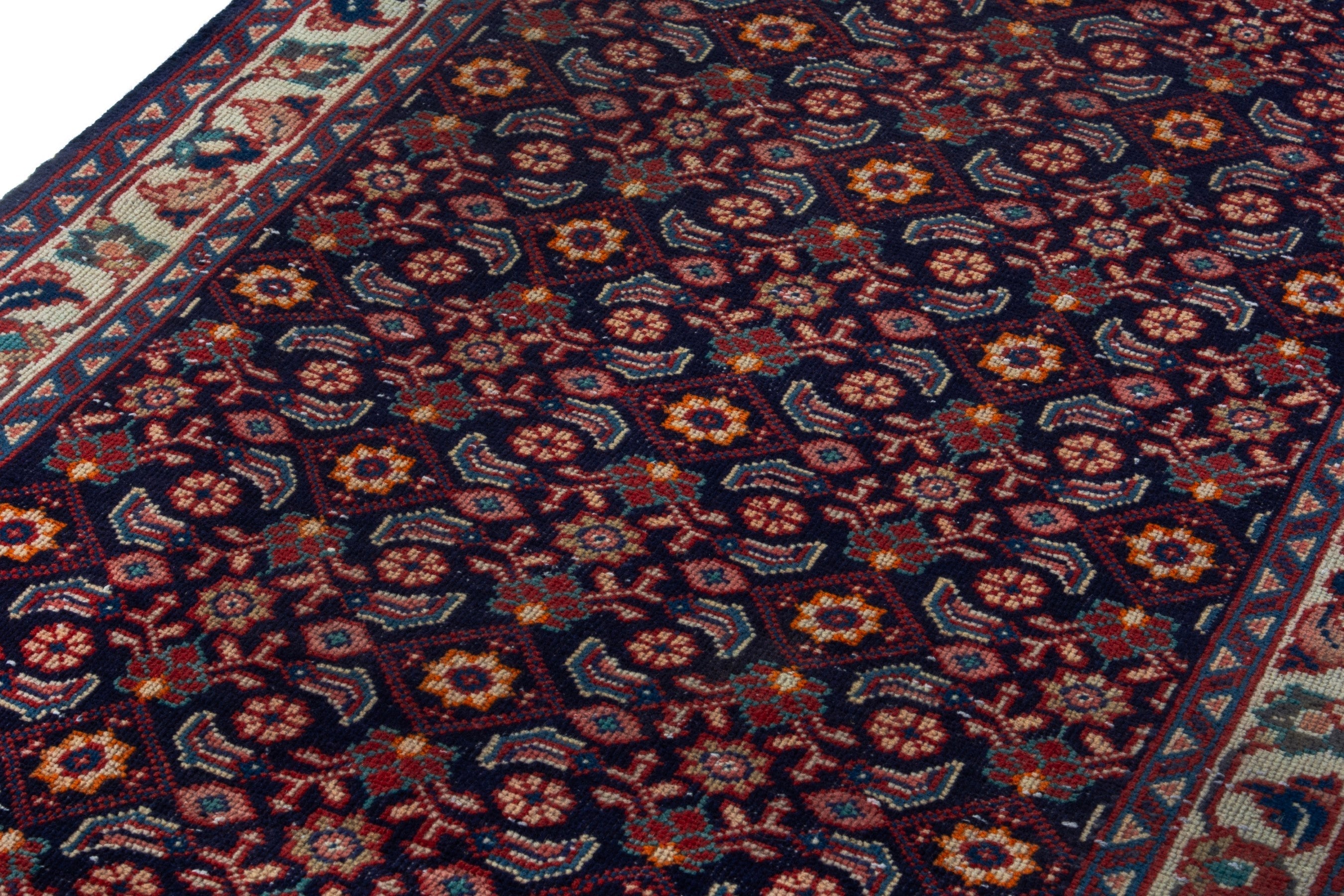 Persian Mahal runner rug in burgundy and copper, view 7 of 17