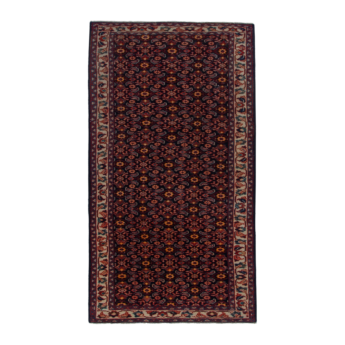 Persian Mahal runner rug in burgundy and copper, 3'3" x 10'4"