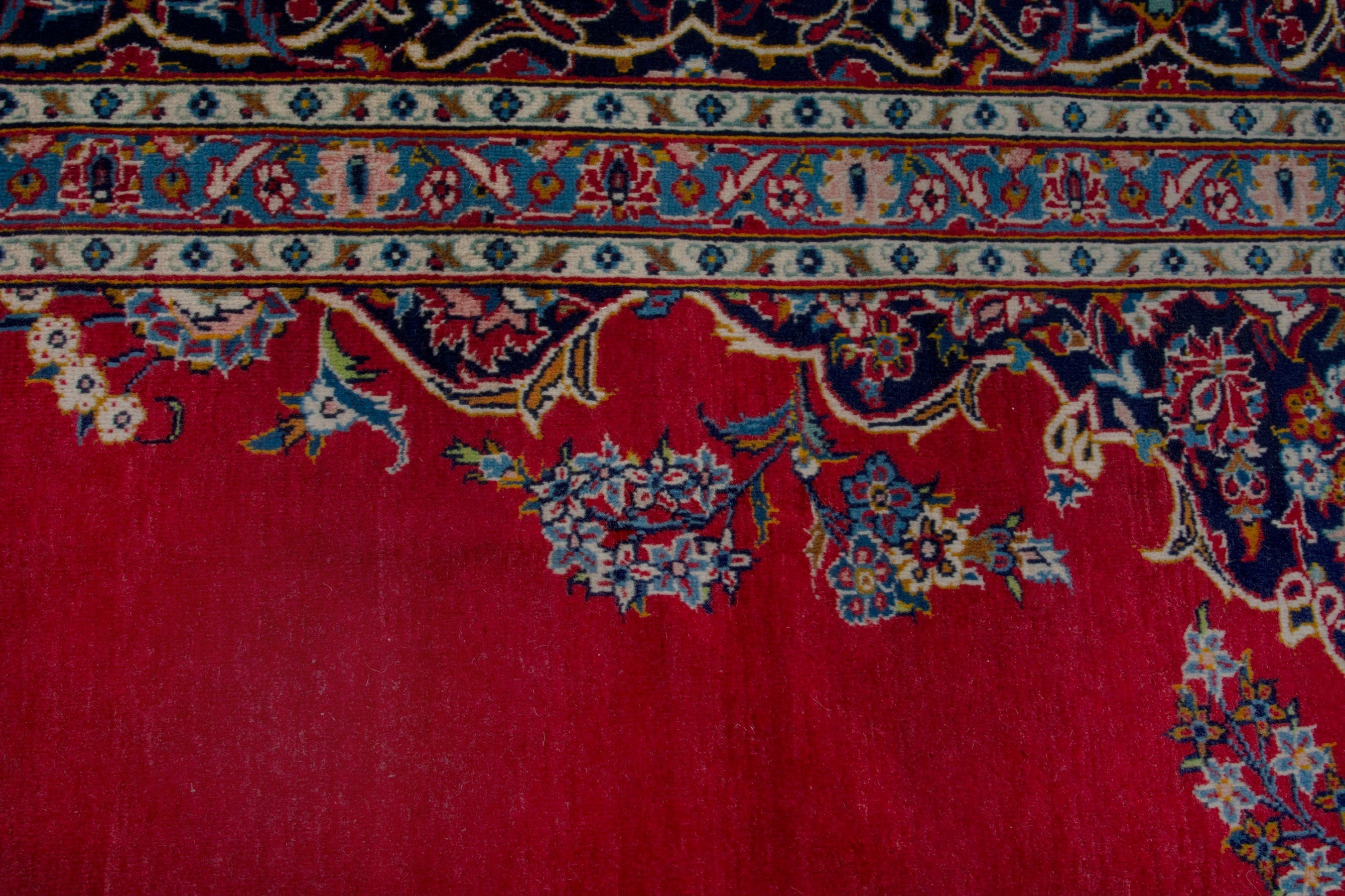 Persian Kashan oversized rug in burgundy and dark brown, view 12 of 18