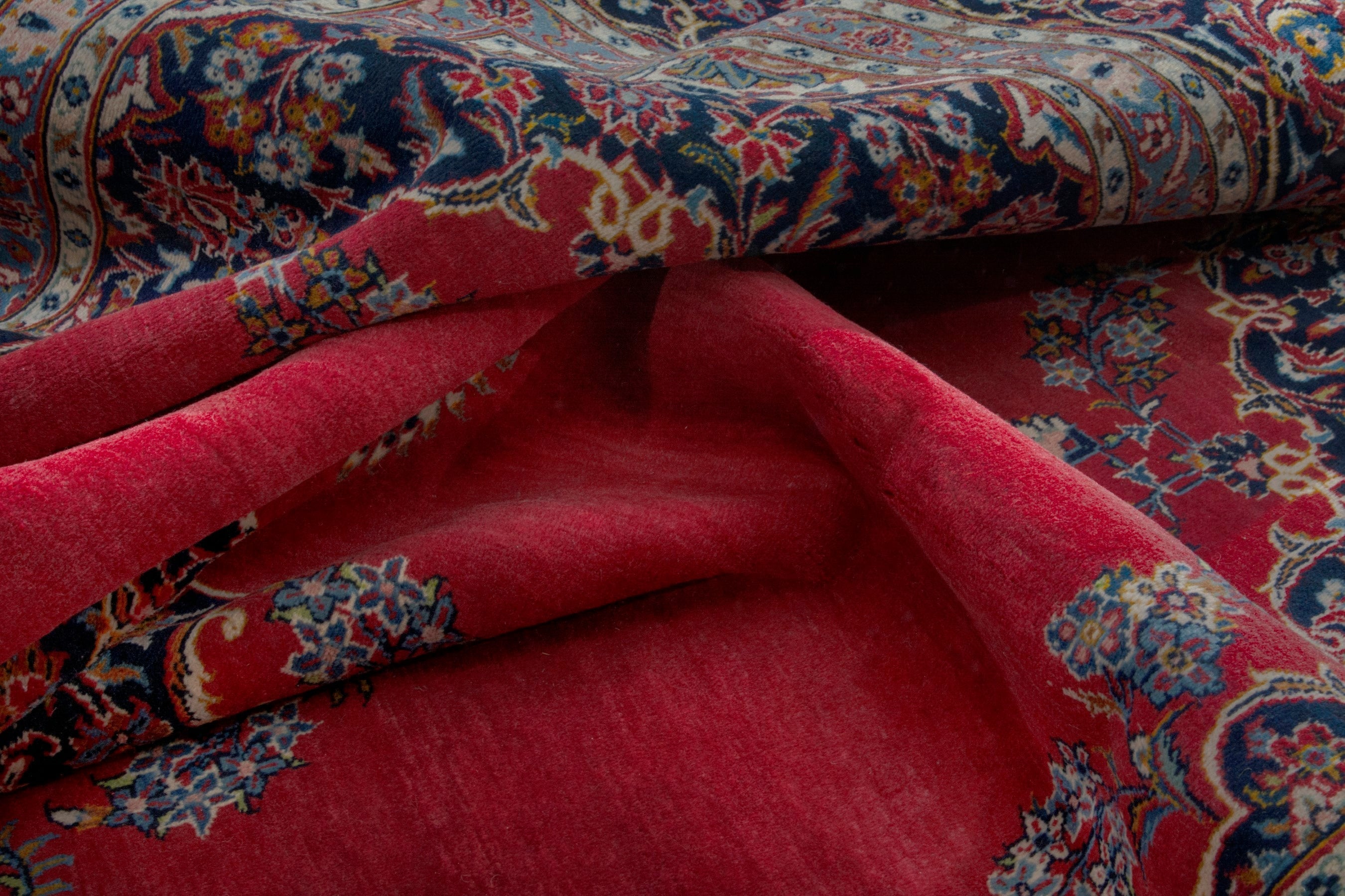 Persian Kashan oversized rug in burgundy and dark brown, view 15 of 18