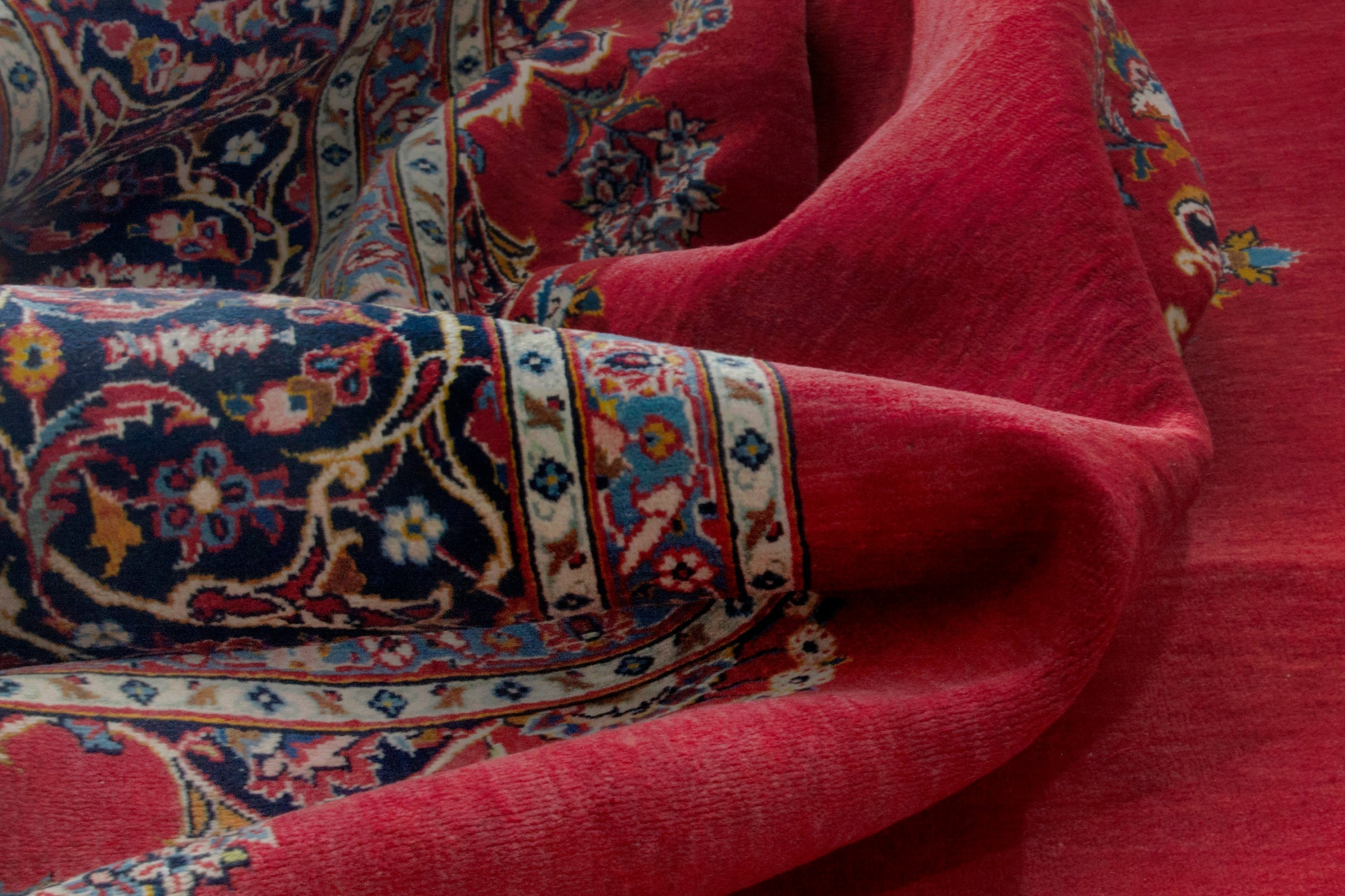 Persian Kashan oversized rug in burgundy and dark brown, view 16 of 18