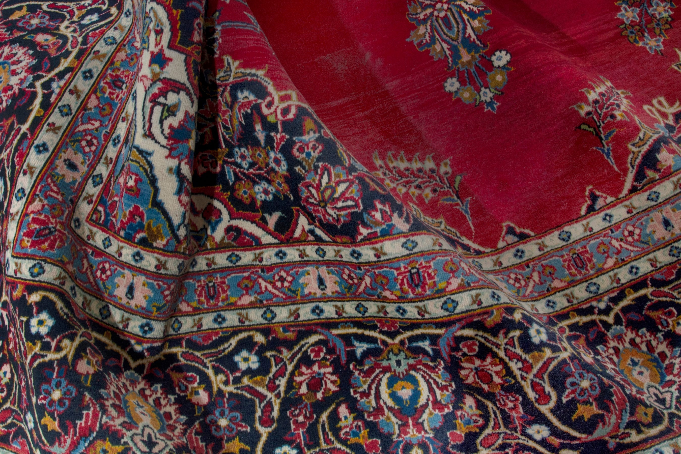 Persian Kashan oversized rug in burgundy and dark brown, view 14 of 18