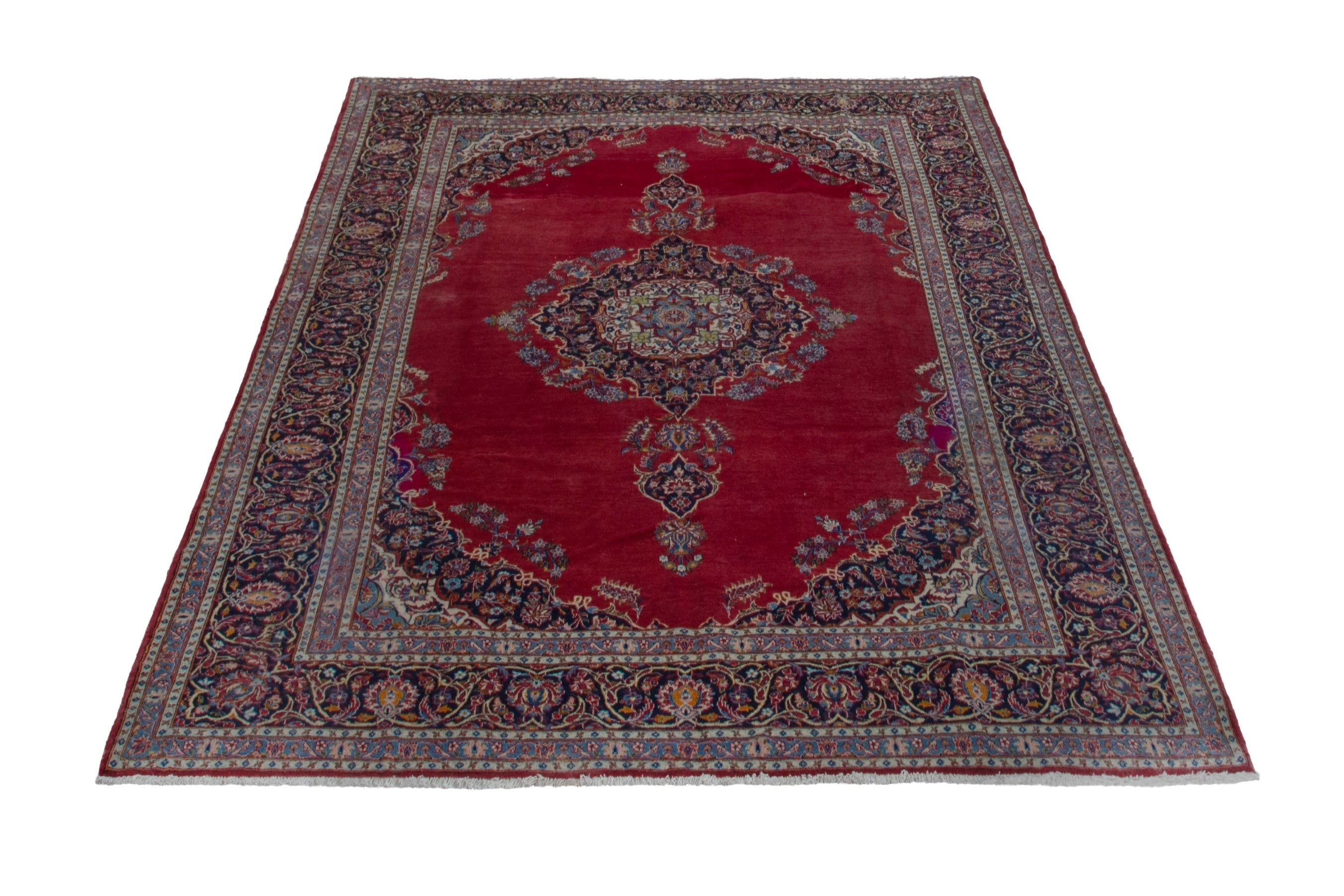 Persian Kashan oversized rug in burgundy and dark brown, view 2 of 18