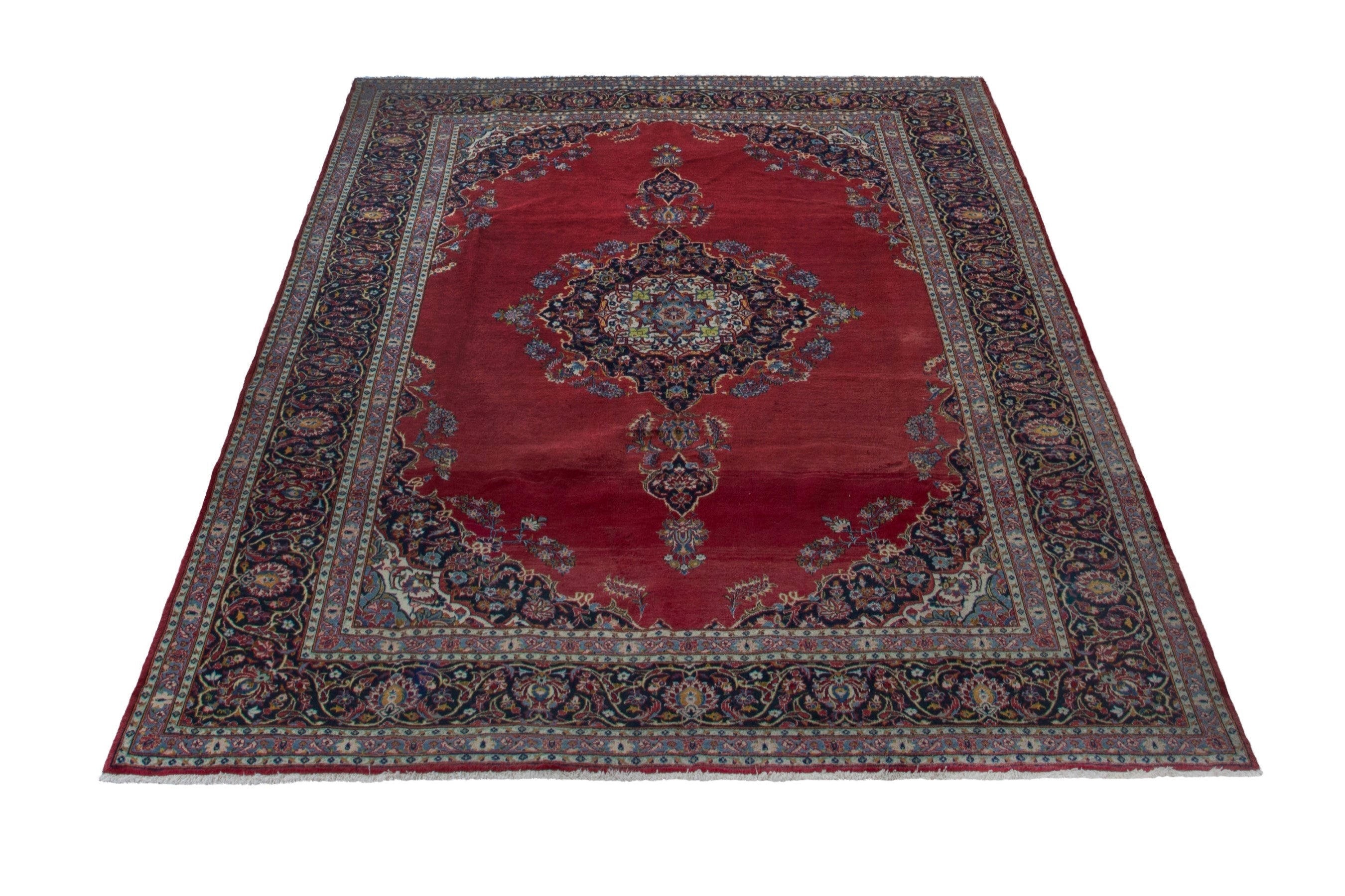 Persian Kashan oversized rug in burgundy and dark brown, view 3 of 18