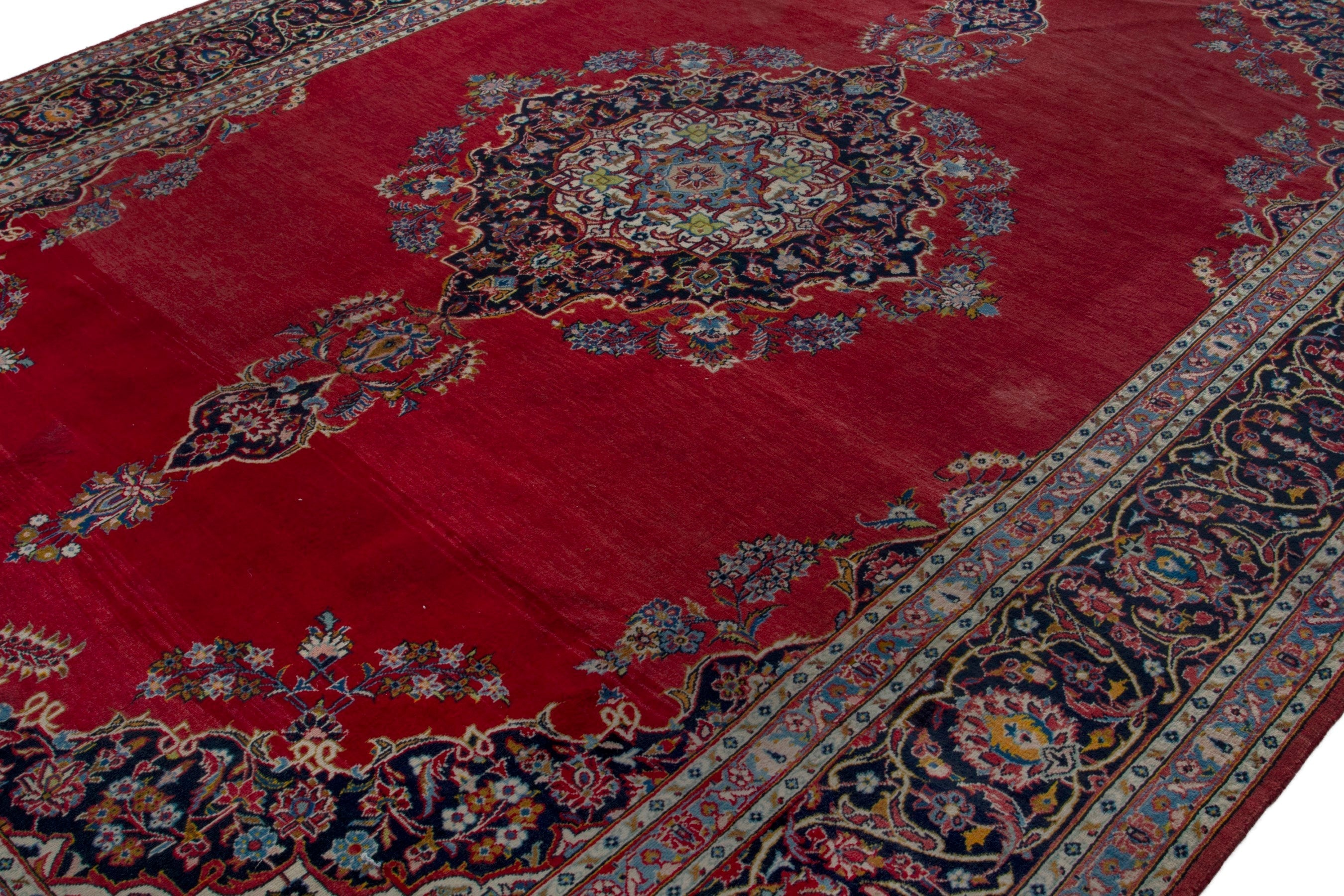Persian Kashan oversized rug in burgundy and dark brown, view 5 of 18