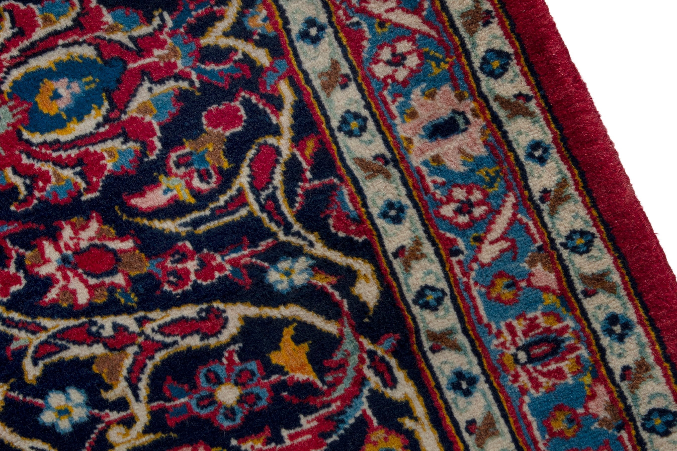 Persian Kashan oversized rug in burgundy and dark brown, view 10 of 18