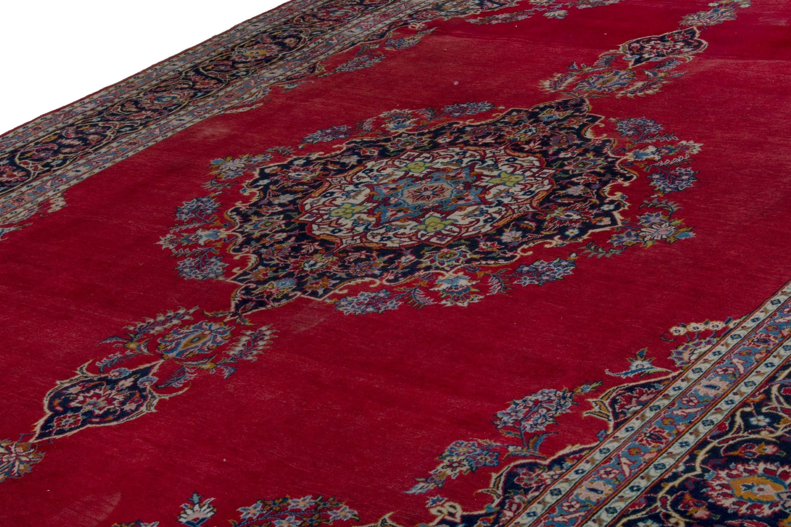 Persian Kashan oversized rug in burgundy and dark brown, view 6 of 18