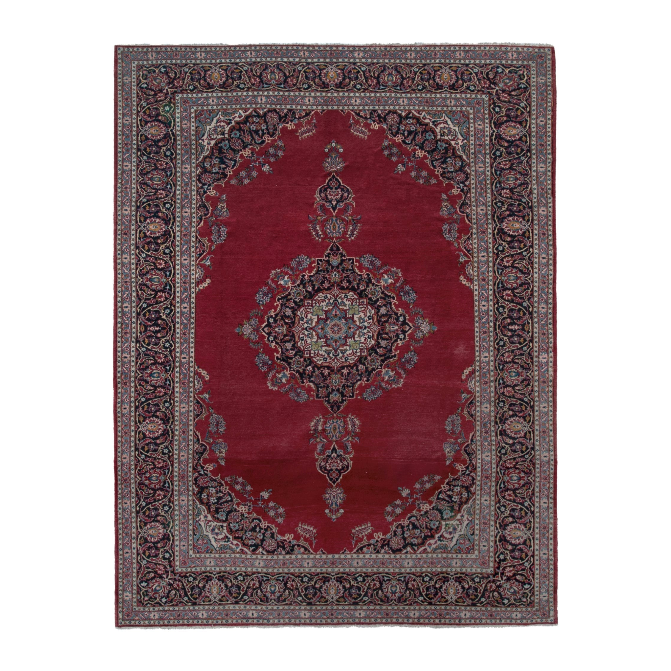 Persian Kashan oversized rug in burgundy and dark brown, 9'1" x 12'6"