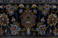 Persian Kashan oversized rug in navy and cream, view 12 of 20