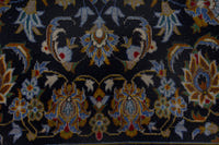 Persian Kashan oversized rug in navy and cream, view 13 of 20