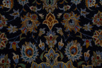 Persian Kashan oversized rug in navy and cream, view 15 of 20
