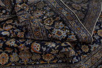 Persian Kashan oversized rug in navy and cream, view 18 of 20