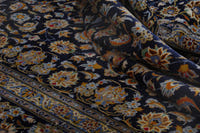 Persian Kashan oversized rug in navy and cream, view 19 of 20