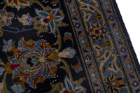 Persian Kashan oversized rug in navy and cream, view 8 of 20