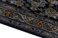 Persian Kashan oversized rug in navy and cream, view 9 of 20