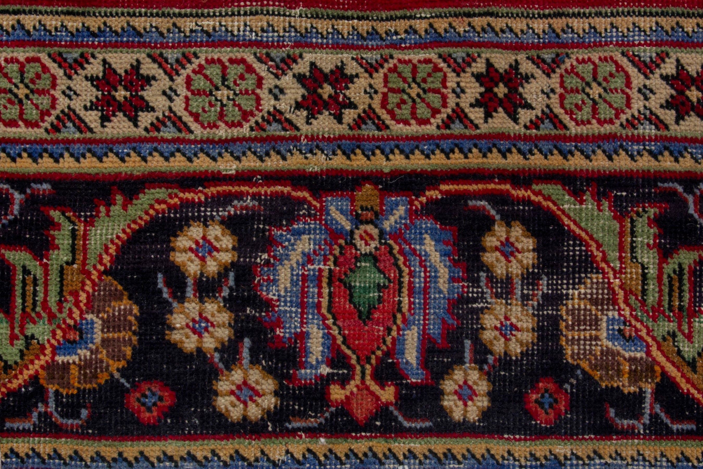 Persian Tabriz oversized rug in deep red and navy, view 11 of 20