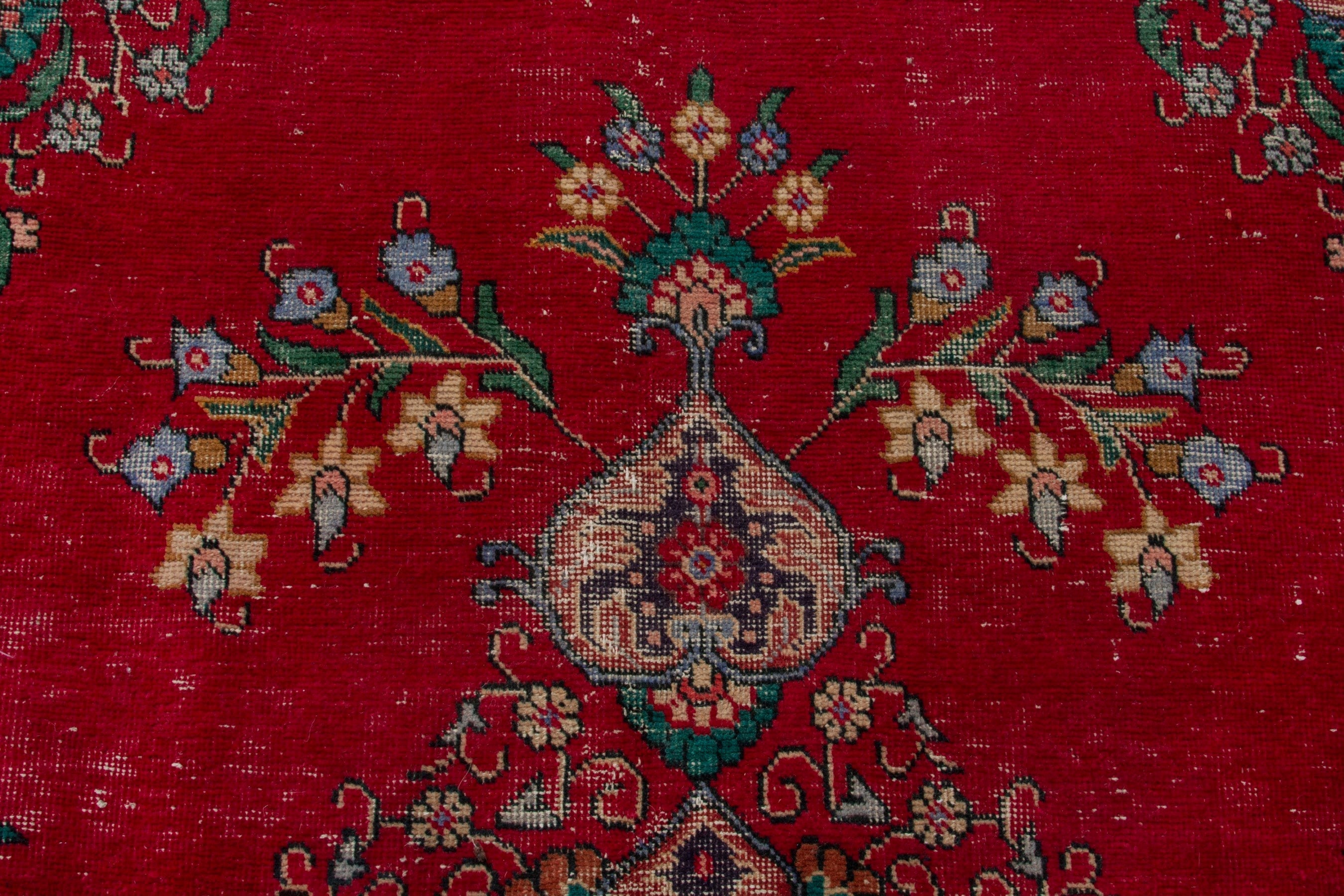 Persian Tabriz oversized rug in deep red and navy, view 13 of 20