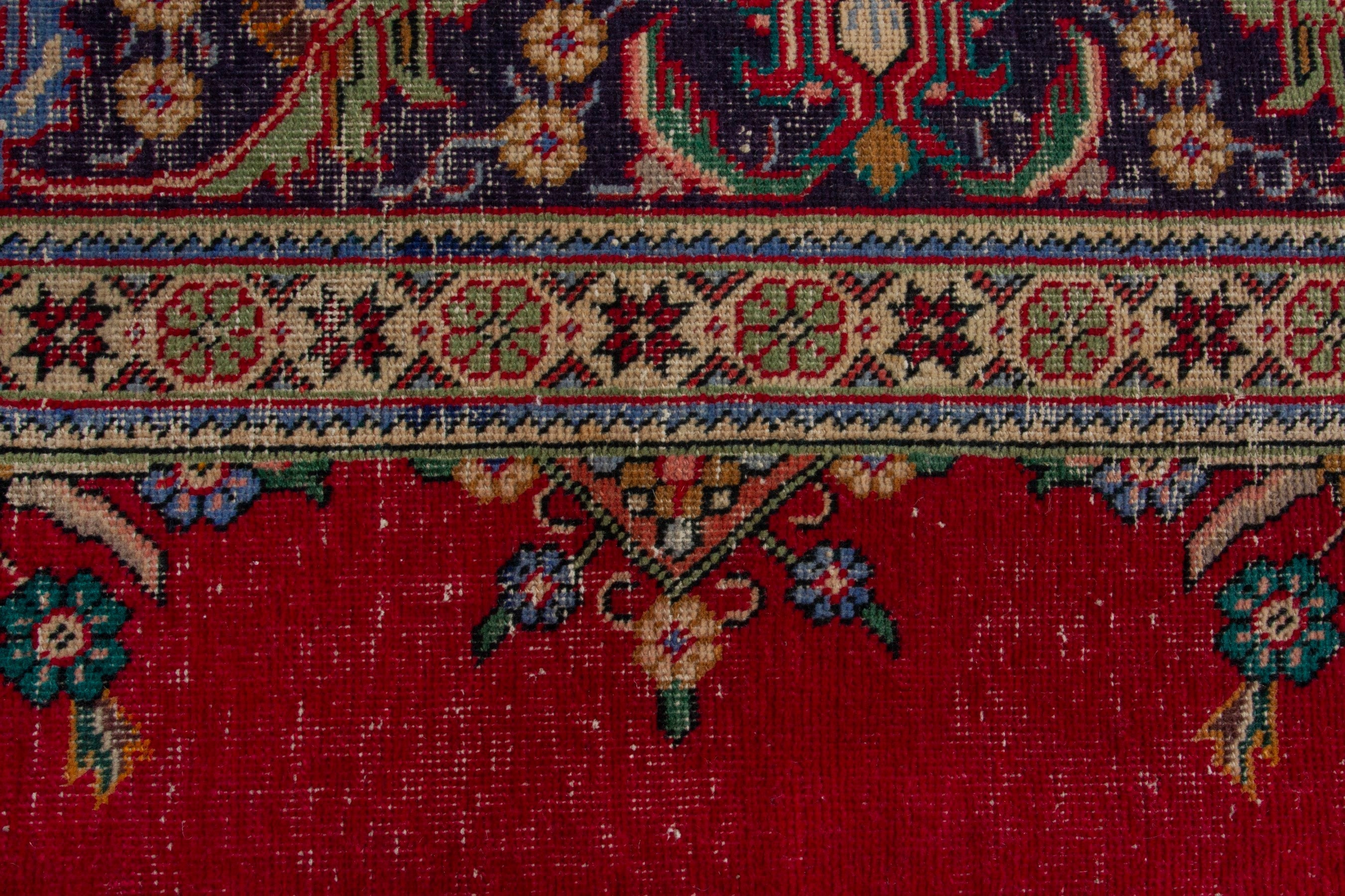 Persian Tabriz oversized rug in deep red and navy, view 12 of 20
