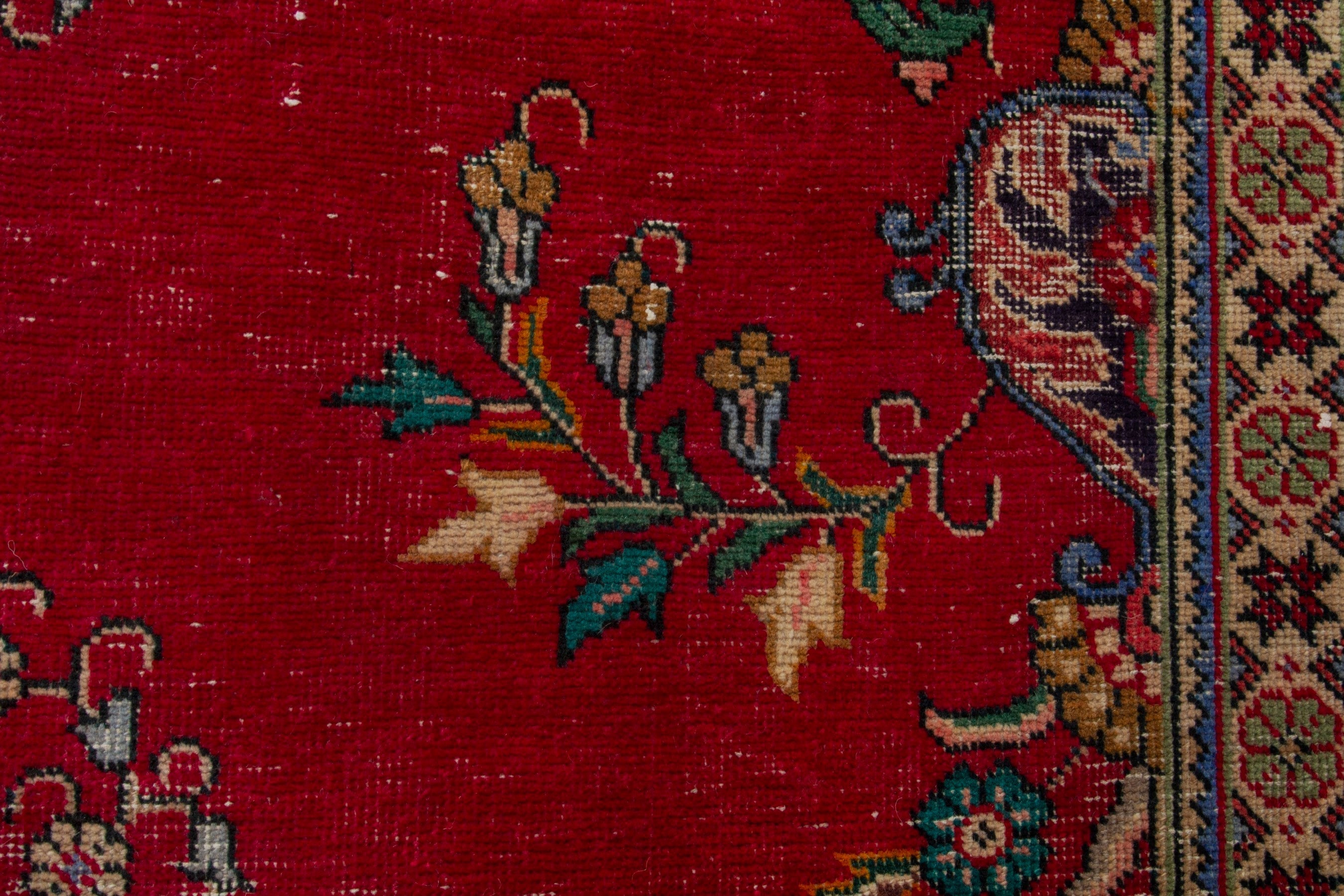 Persian Tabriz oversized rug in deep red and navy, view 14 of 20